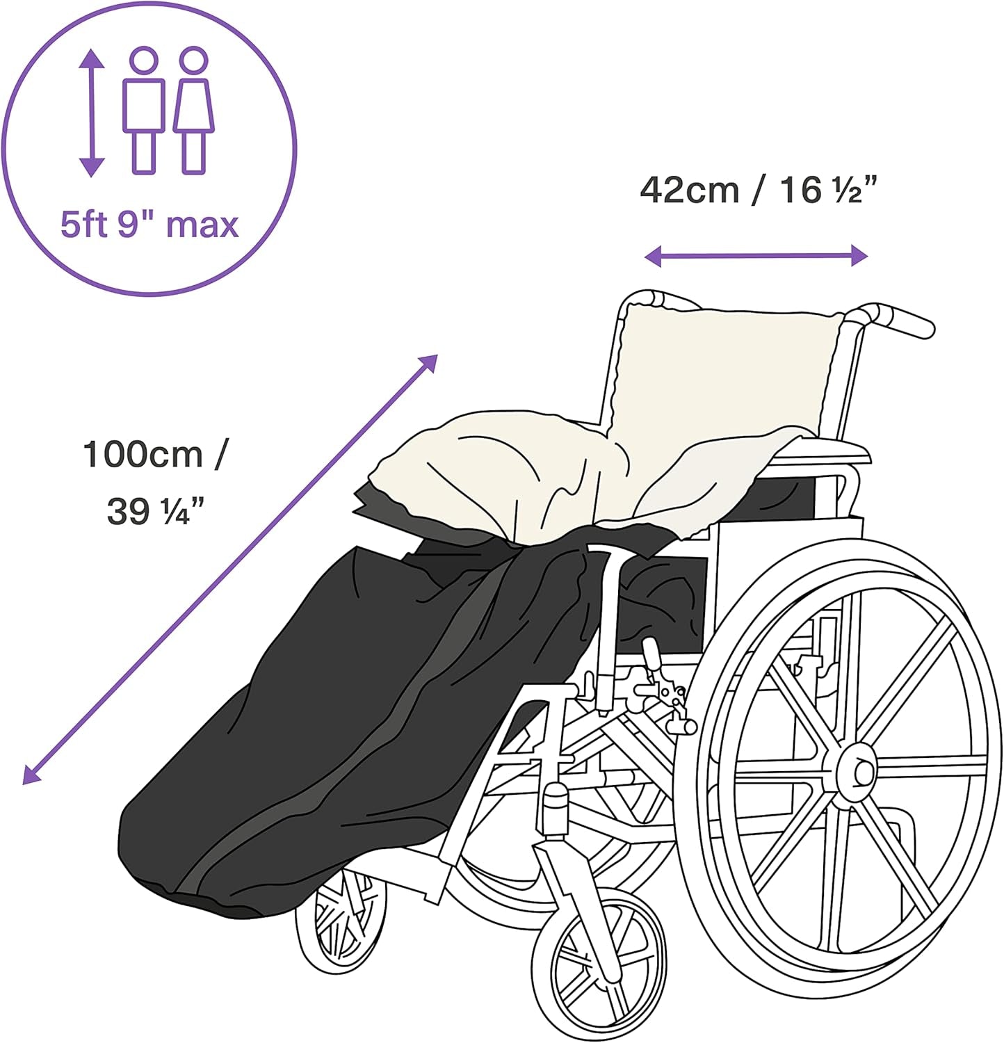 Rollstuhlschlupfsack Winter gefüttert mit Regenschutz 