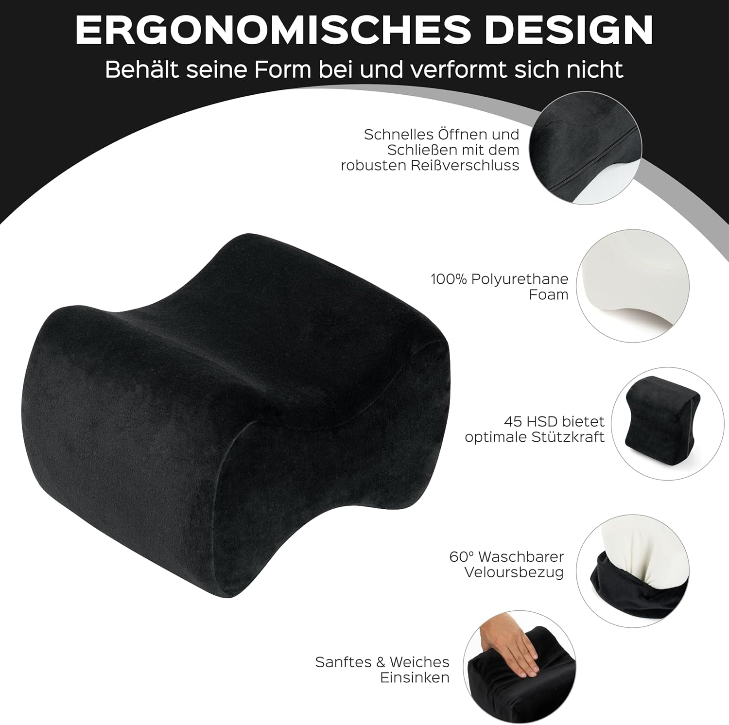 Orthopädisches Kniekissen Seitenschläfer Memory Foam 