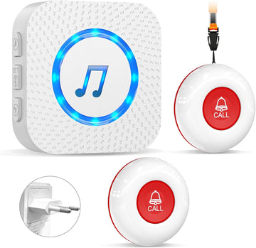 Chunhee Notrufknopf Für Senioren/ Senioren Notruf/Hausnotruf Intern 150M SOS Alarm Kabellos Für Pflegebedürftige Geduldig Älterer Empfänger*1+Ruftaste*2