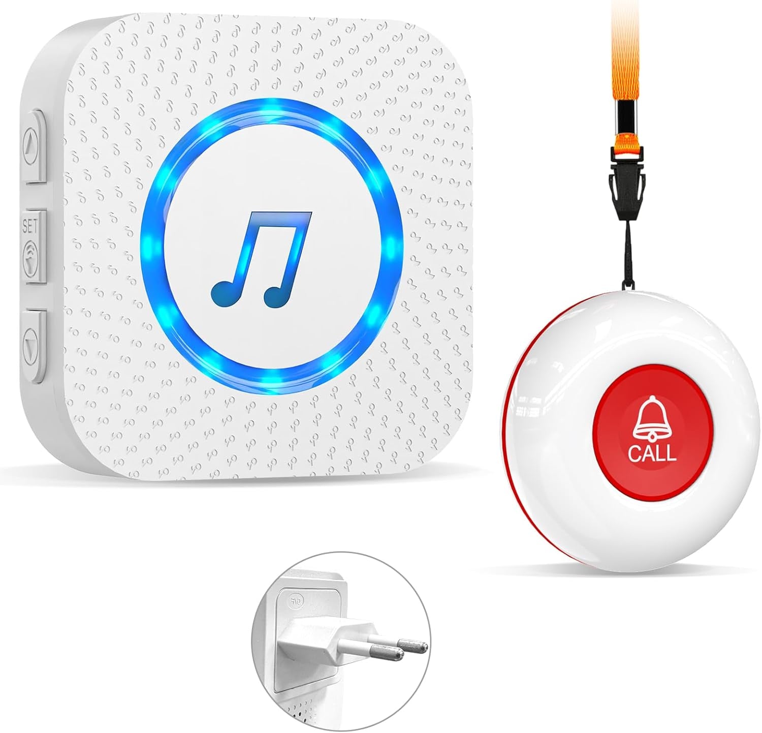 Chunhee Notrufknopf Für Senioren/ Senioren Notruf/Hausnotruf Intern 150M SOS Alarm Kabellos Für Pflegebedürftige Geduldig Älterer Empfänger*1+Ruftaste*2