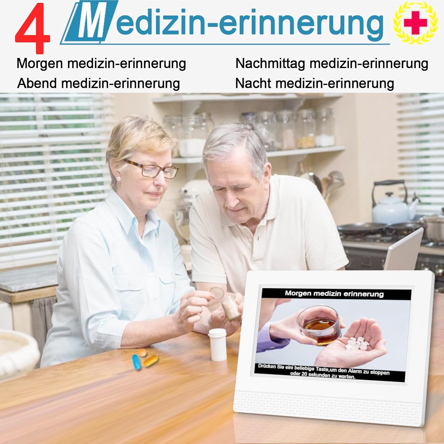 Demenzuhr mit Medikamentenerinnerung Großdisplay