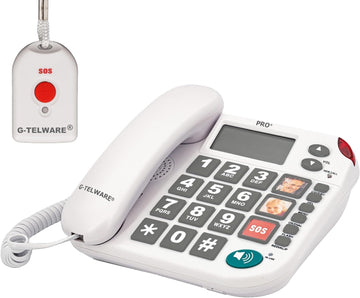 PRO (Weltneuheit) Silence SOS Technik/Sos Param.Einstellb./2023-2024Er Modell Haus Notruf Seniorentelefon Mit Funksos-Sender - 1 Handsender Mit Schlaufe, Satingrau, PRO+