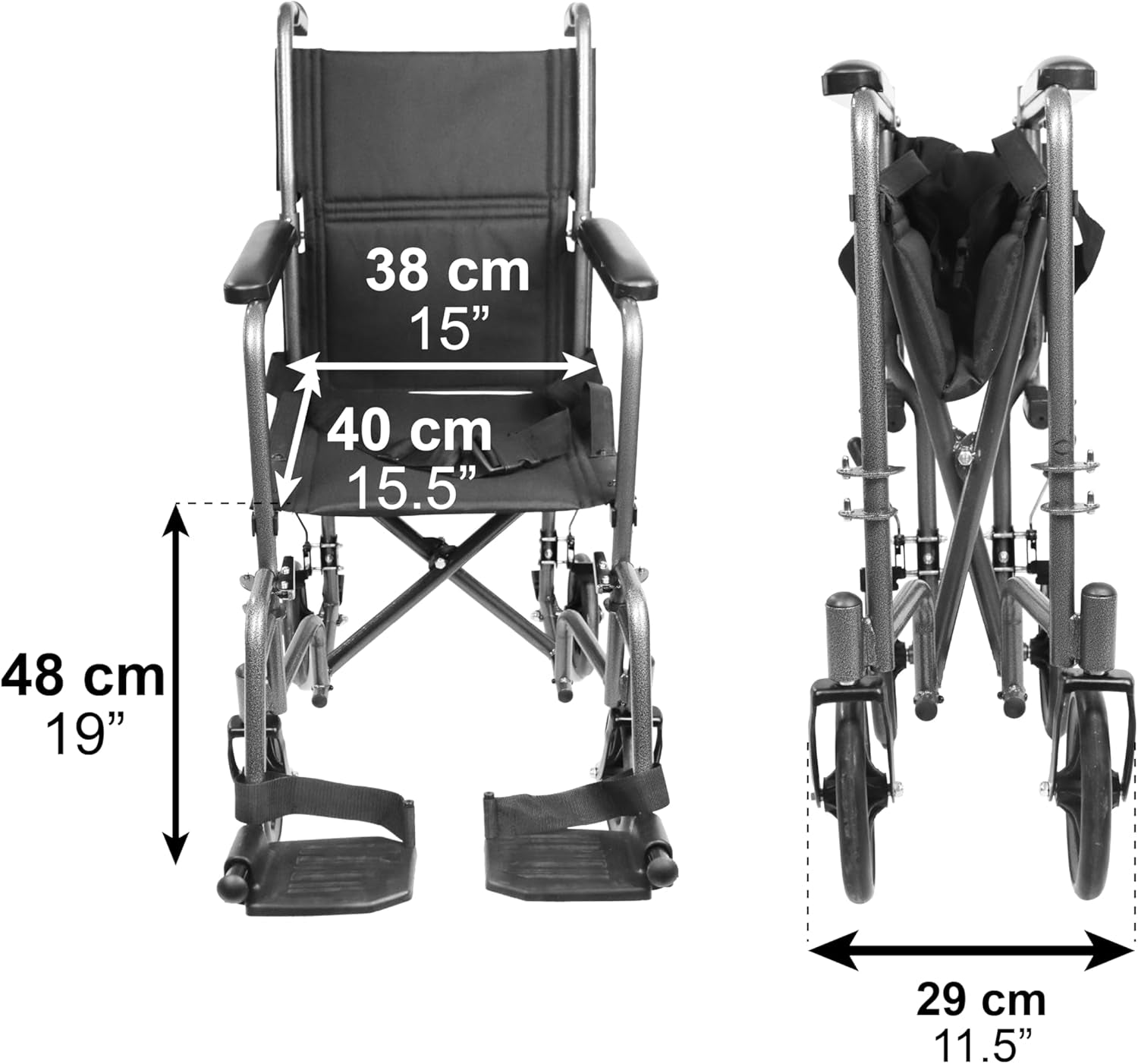 Faltrollstuhl schmal 38 cm Sitzbreite für Senioren 