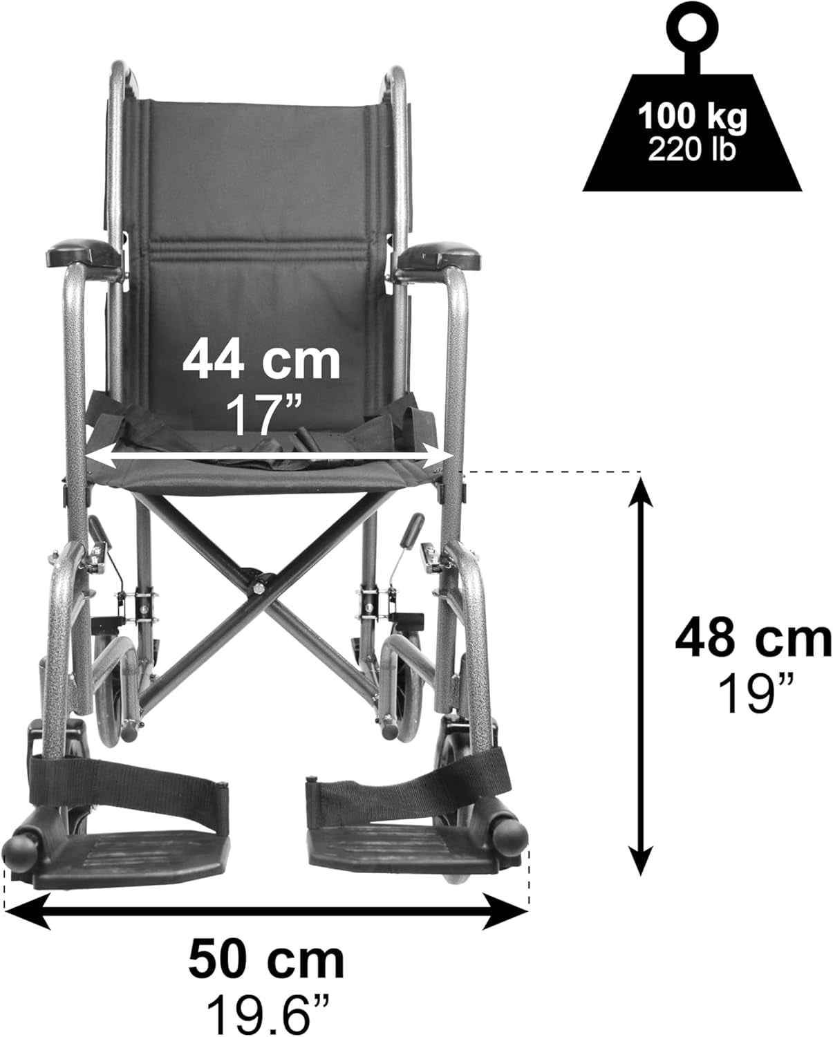 Faltrollstuhl schmal 38 cm Sitzbreite für Senioren 