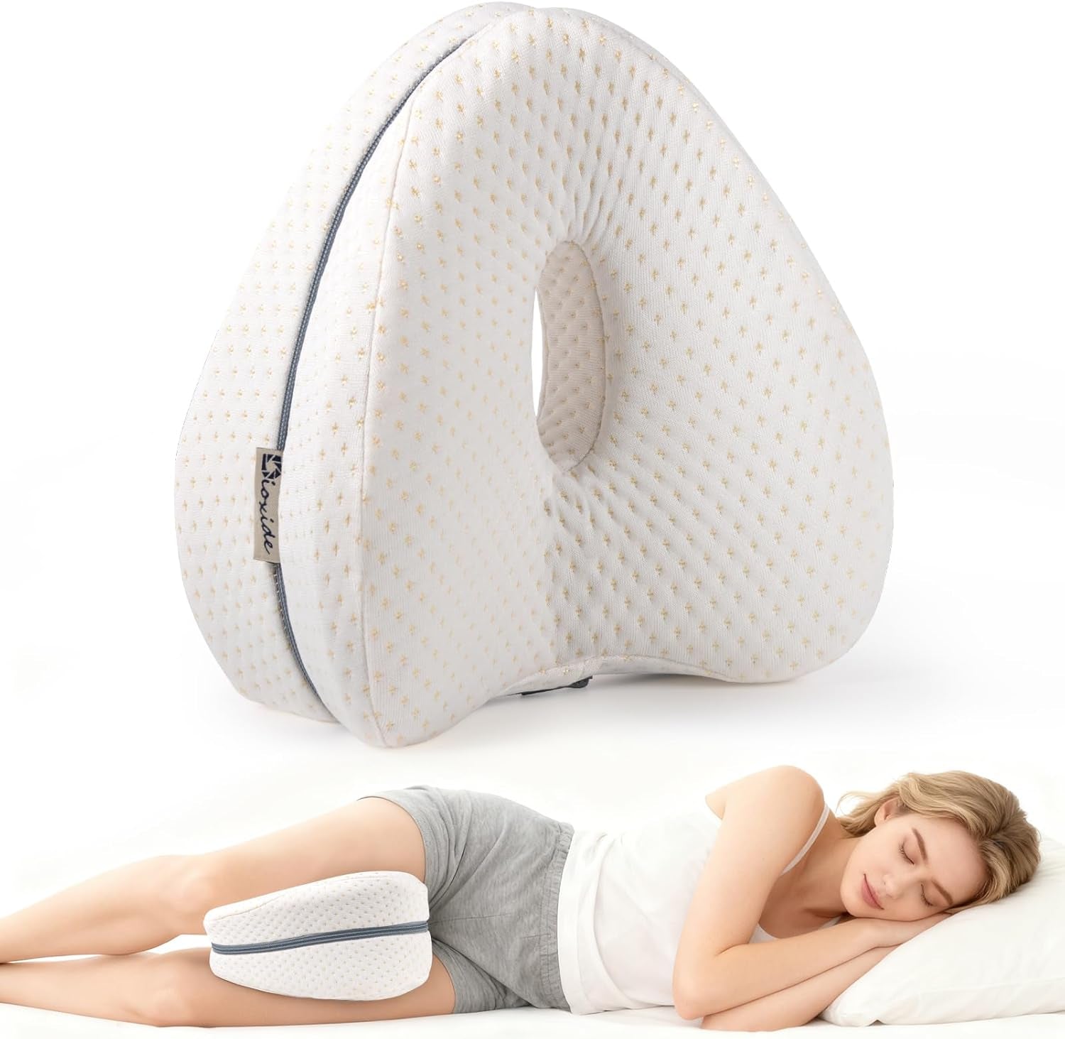 Dioxide Kniekissen Für Seitenschläfer, Beinkissen Ergonomisches Seitenschläferkissen Knie Mit Memory Foam Hüftkissen Für Stützt Beine, Knie, Hüfte, Rücken Und Schwanger Mit Abnehmbarem(Weiß)