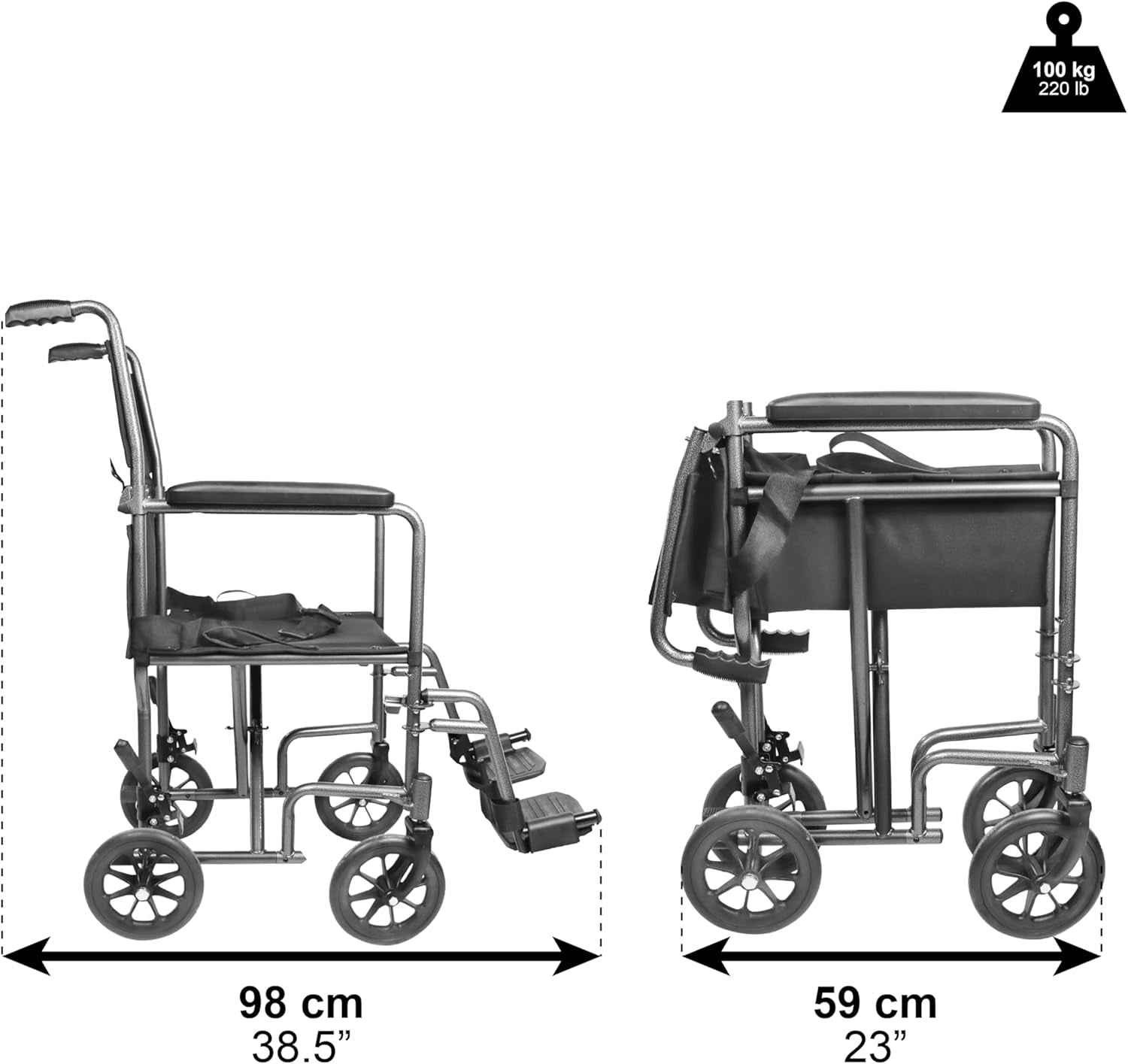 Faltrollstuhl schmal 38 cm Sitzbreite für Senioren 