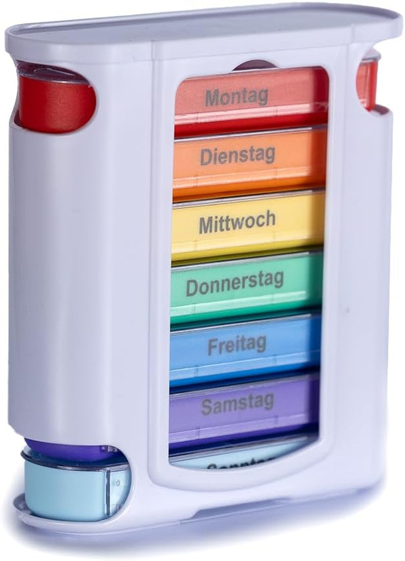 Tablettenbox 7 Tage bunt mit 4 Fächern pro Tag