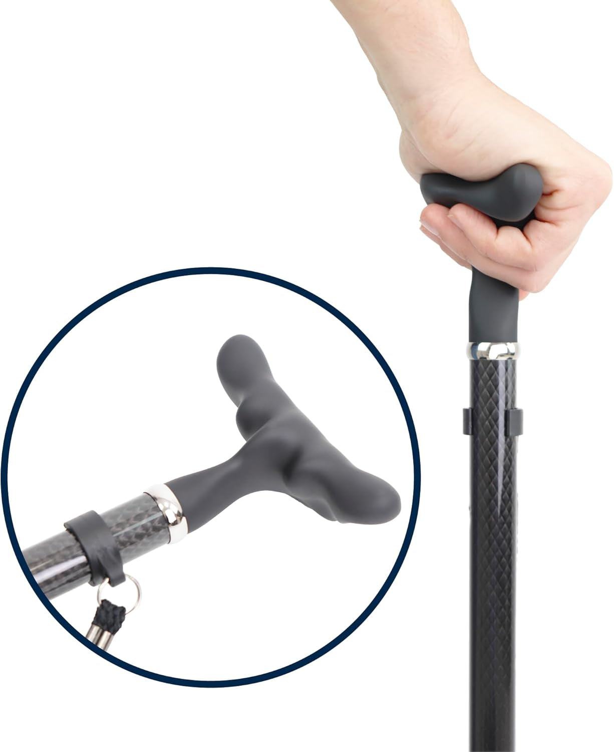 Gehstock Carbon Schwarz höhenverstellbar ergonomisch 