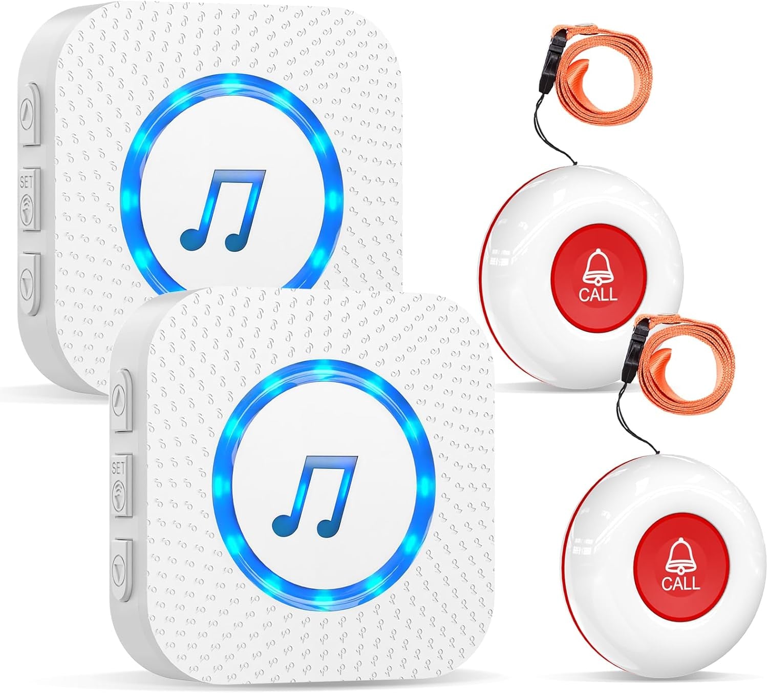 Chunhee Notrufknopf Für Senioren/ Senioren Notruf/Hausnotruf Intern 150M SOS Alarm Kabellos Für Pflegebedürftige Geduldig Älterer Empfänger*1+Ruftaste*2