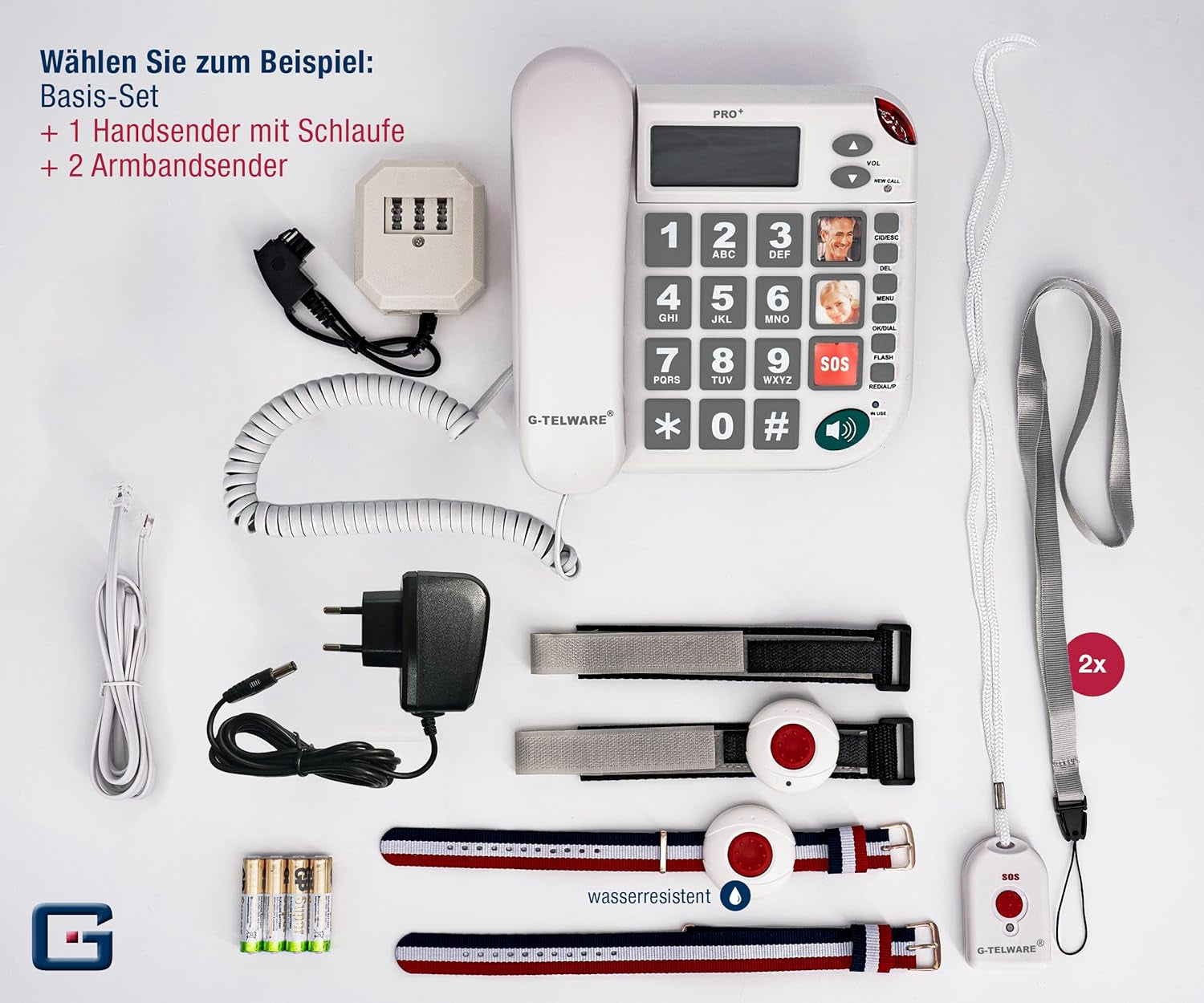Seniorentelefon PRO+ Silence SOS mit Funkhandsender satingrau — Lebensfreude60Plus
