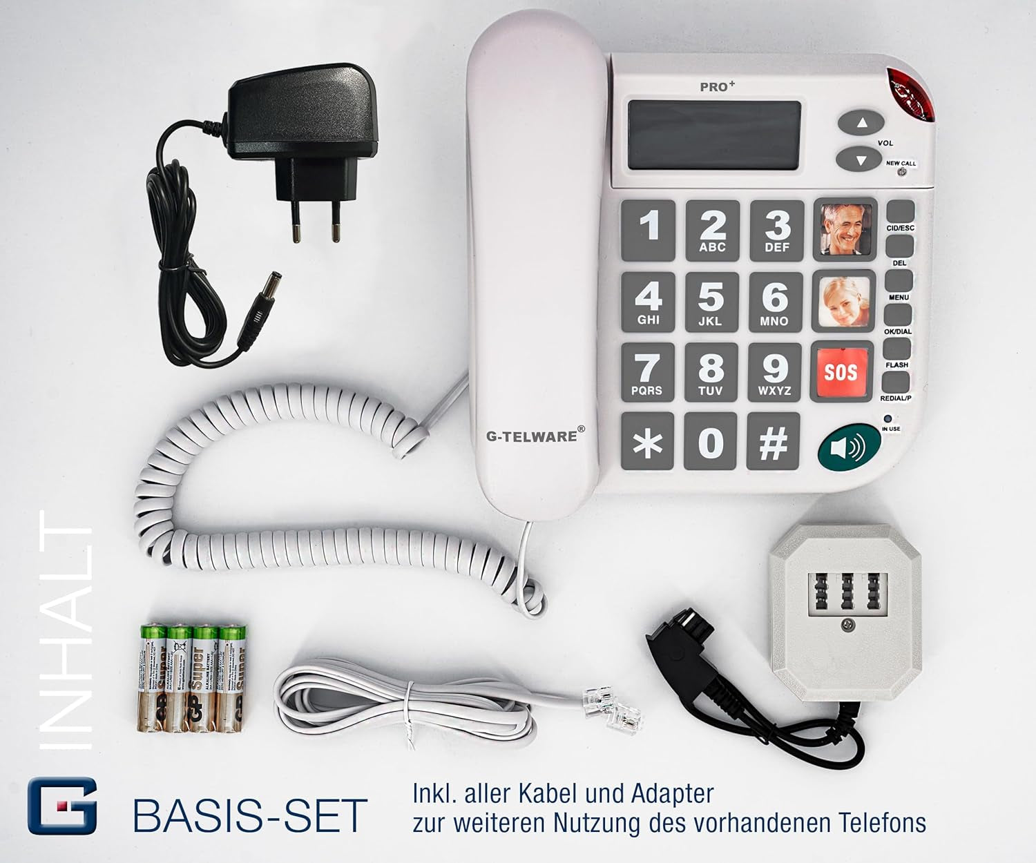 Seniorentelefon PRO+ Silence SOS mit Funkhandsender satingrau 