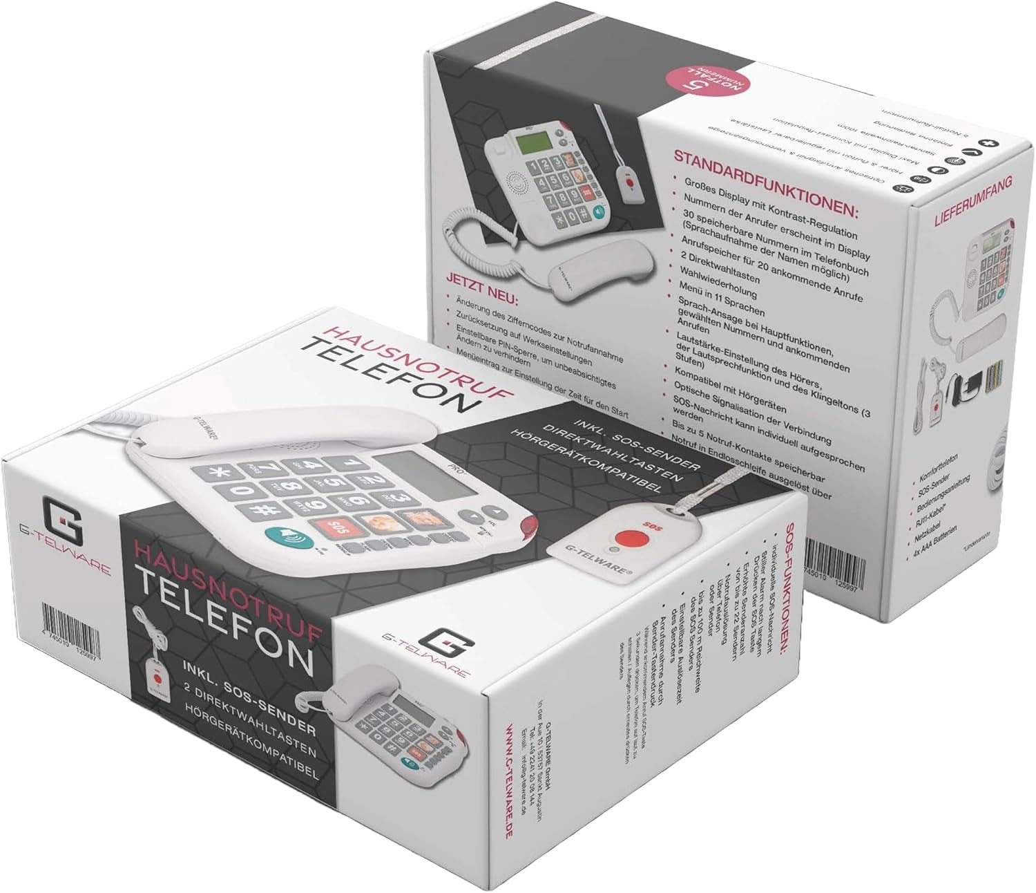 Seniorentelefon PRO+ Silence SOS mit Funkhandsender satingrau 