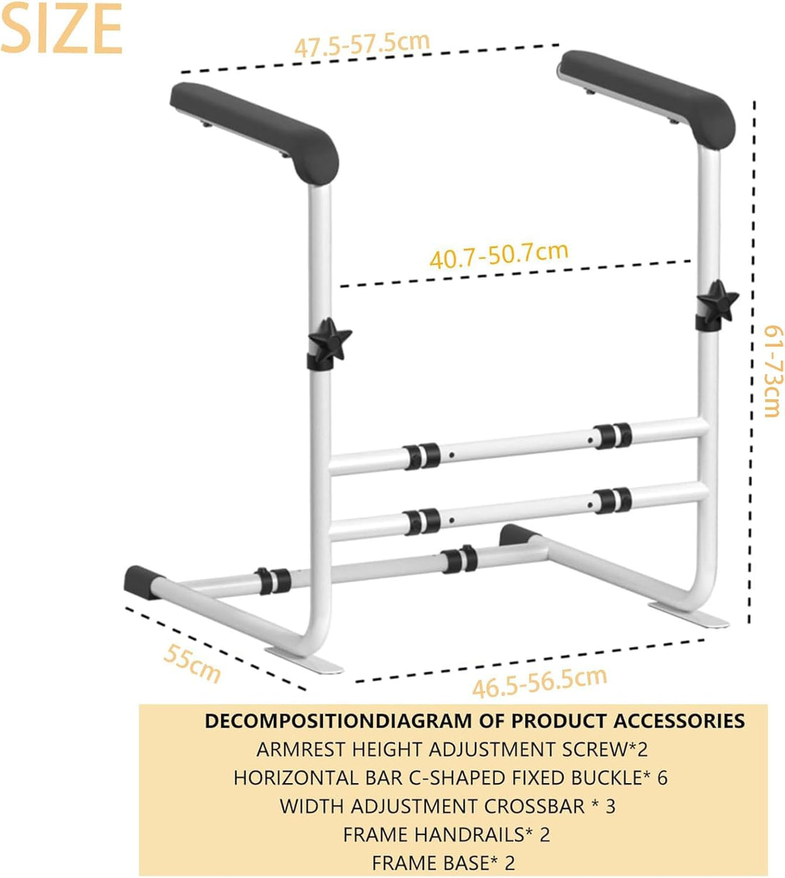 Aufstehhilfe Sofa, Aufstehhilfen Für Ältere Menschen, Gehhilfe Für Senioren, 6 Höhenverstellbar Couch-Hebehilfe Mit Anti-Rutsch-Füßen Für Senioren, Patienten Und Behinderte