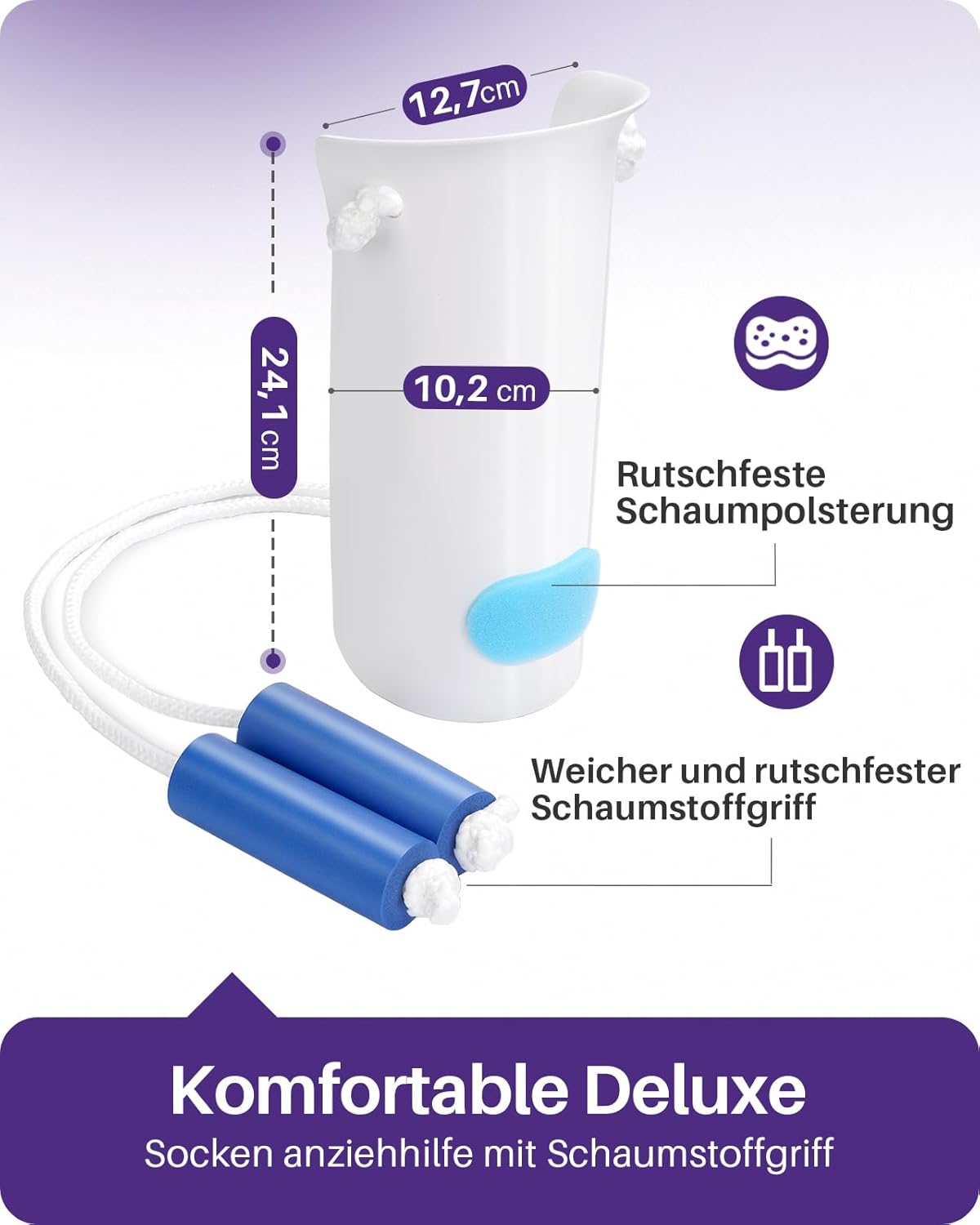 Kekoy Sock Aid, Enhanced U-Shaped Sock and Stocking Helper for Post-Hip Surgery, Ideal for Seniors, Pregnant Women, and Individuals with Limited Mobility (1 Piece, White)