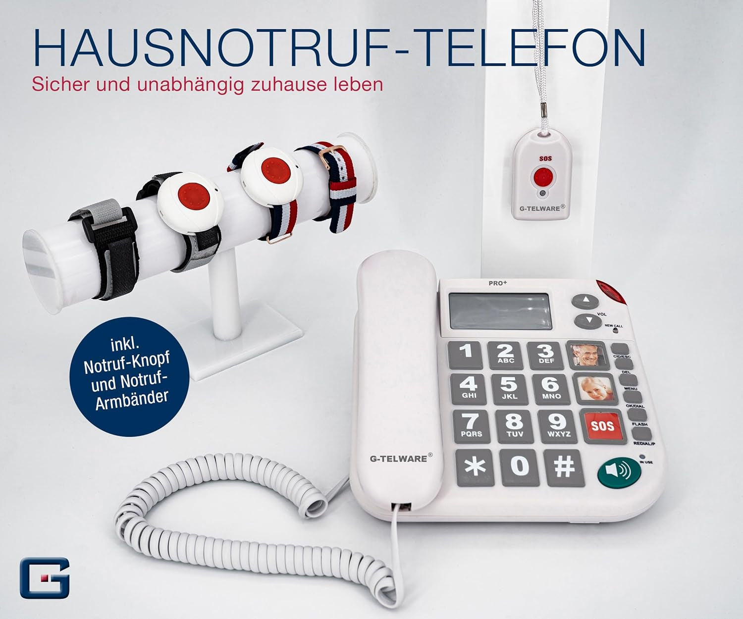 Seniorentelefon PRO+ Silence SOS mit Funkhandsender satingrau 