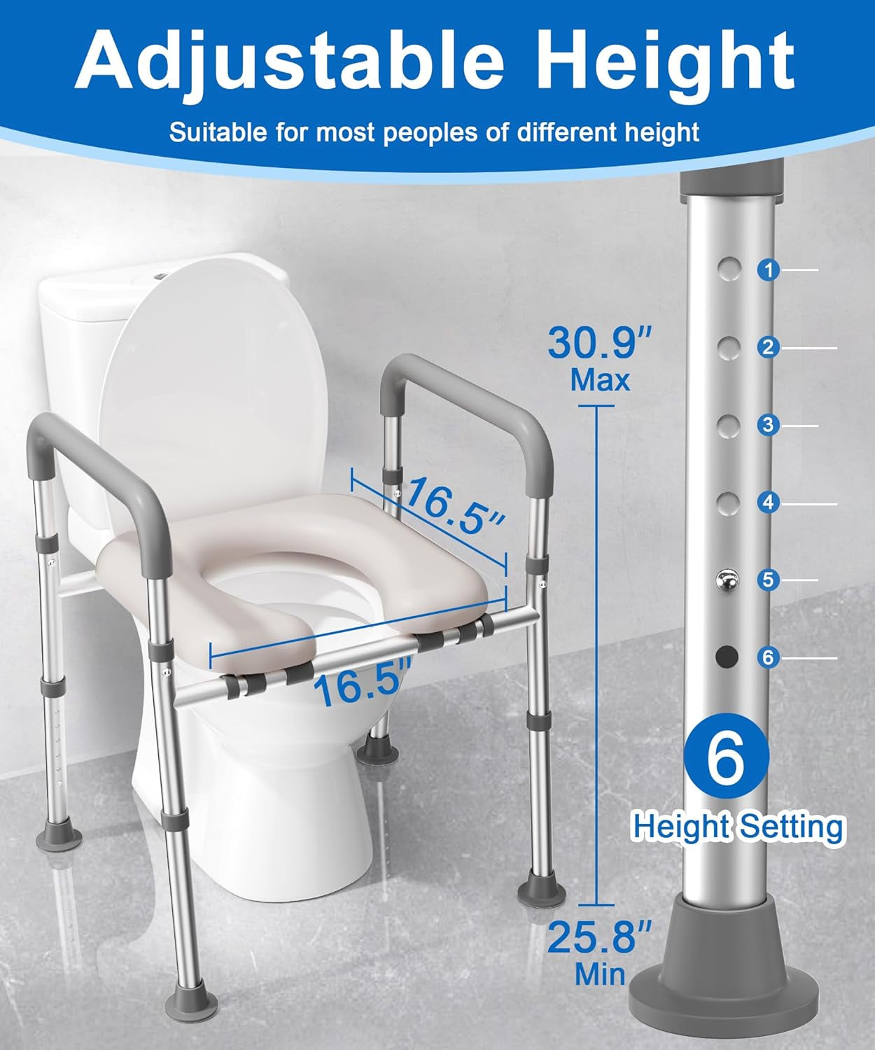 Toilettenerhöhung mit Griffen höhenverstellbar Senioren
