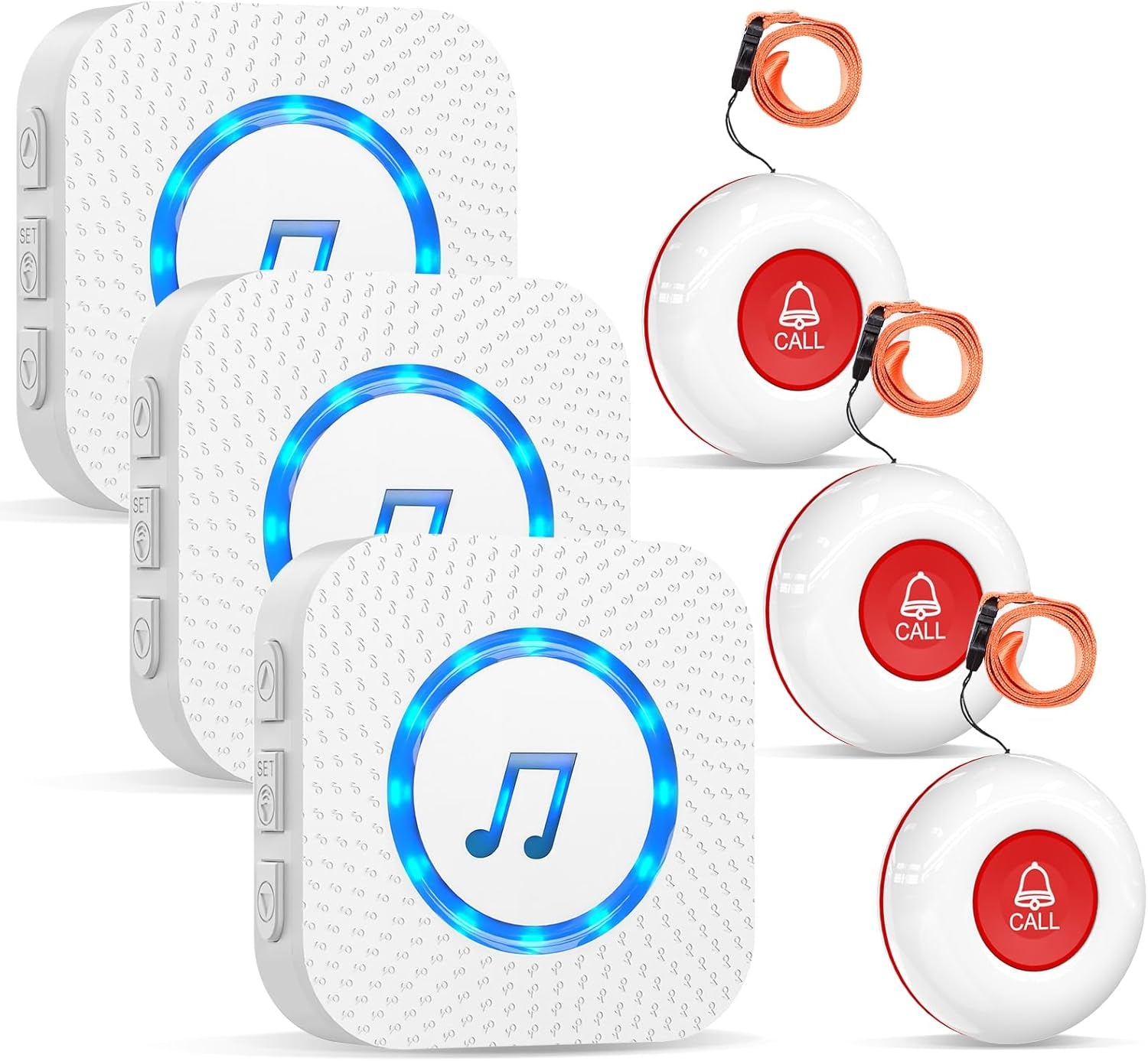 Chunhee Notrufknopf Für Senioren/ Senioren Notruf/Hausnotruf Intern 150M SOS Alarm Kabellos Für Pflegebedürftige Geduldig Älterer Empfänger*1+Ruftaste*2