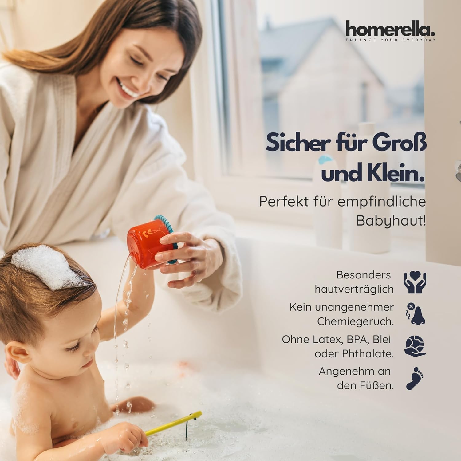 Badewannenmatte rutschfest 88x39 cm mit Saugnäpfen
