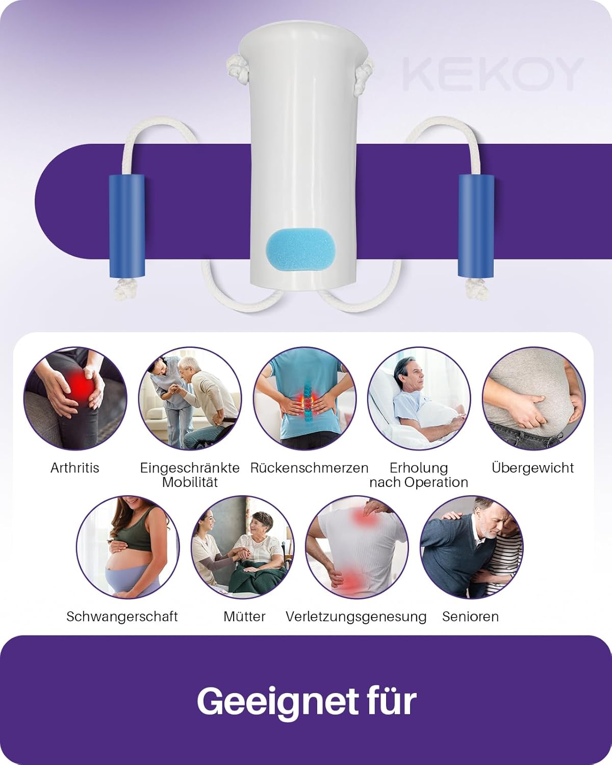 Kekoy Sock Aid, Enhanced U-Shaped Sock and Stocking Helper for Post-Hip Surgery, Ideal for Seniors, Pregnant Women, and Individuals with Limited Mobility (1 Piece, White)