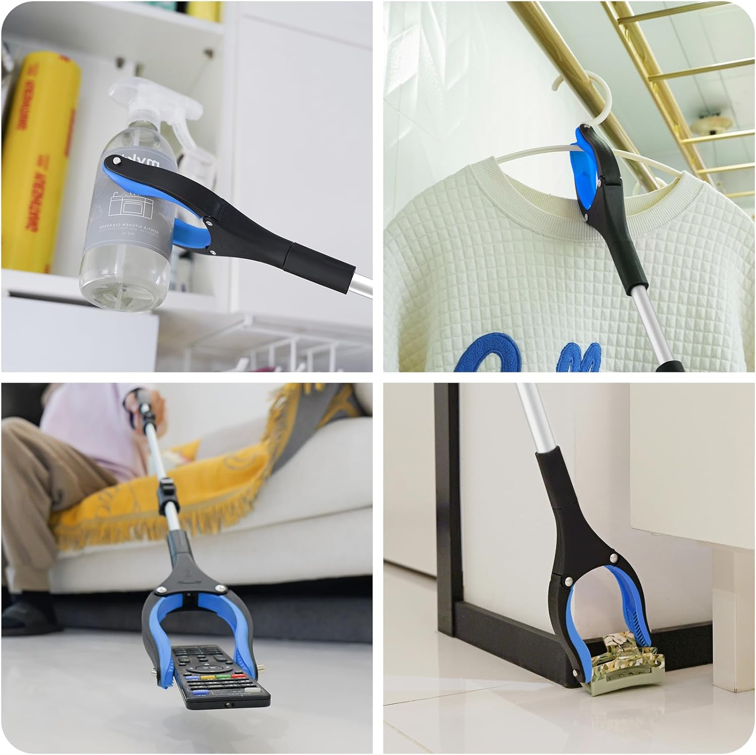 91Cm Greifzange Für Senioren - Faltbare Greifzange Mit Starkem Griff Und 360° Drehkopf, Ergonomischer Greifer Für Senioren, Robuste Müllzange Für Tägliche Aufgaben, Blau