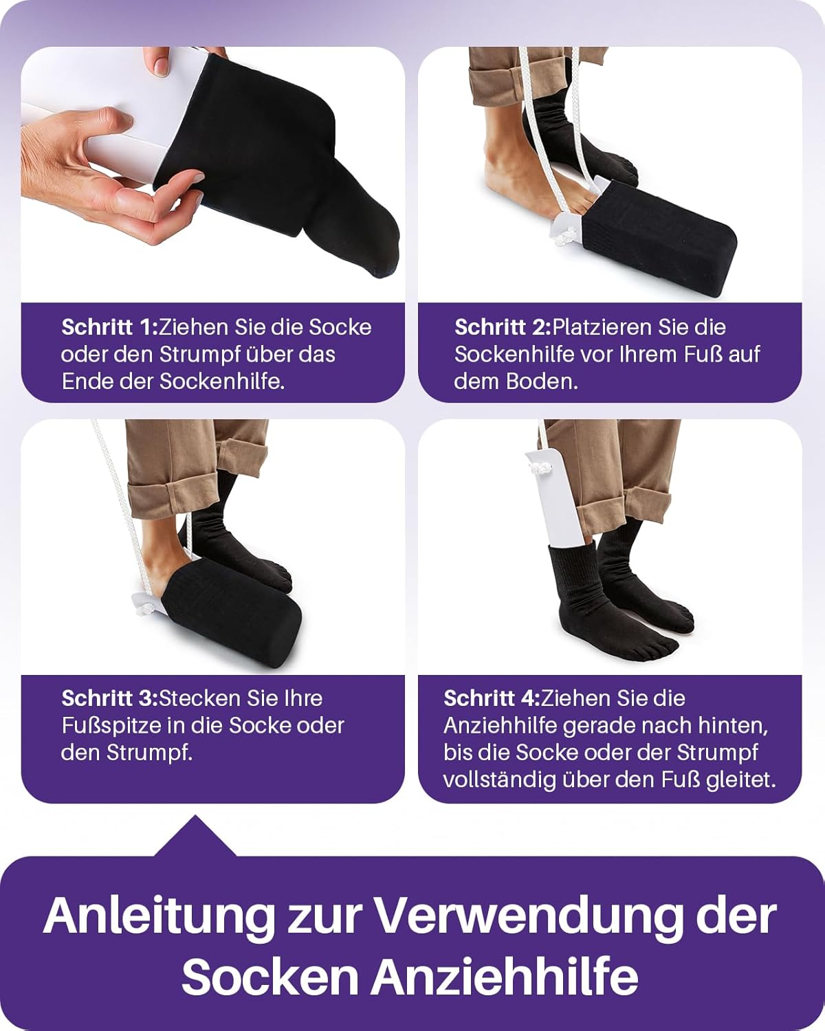 Kekoy Sock Aid, Enhanced U-Shaped Sock and Stocking Helper for Post-Hip Surgery, Ideal for Seniors, Pregnant Women, and Individuals with Limited Mobility (1 Piece, White)