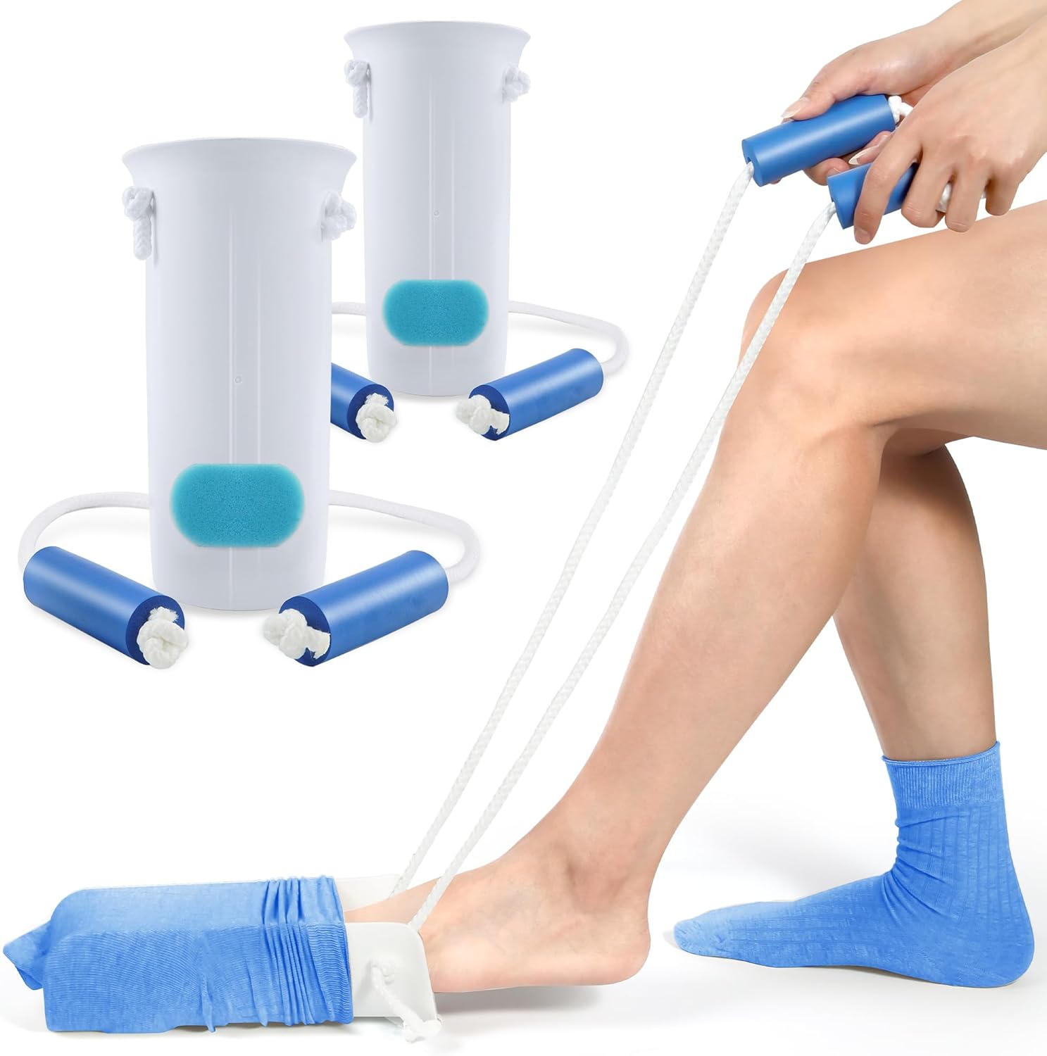 Kekoy Sock Aid, Enhanced U-Shaped Sock and Stocking Helper for Post-Hip Surgery, Ideal for Seniors, Pregnant Women, and Individuals with Limited Mobility (1 Piece, White)
