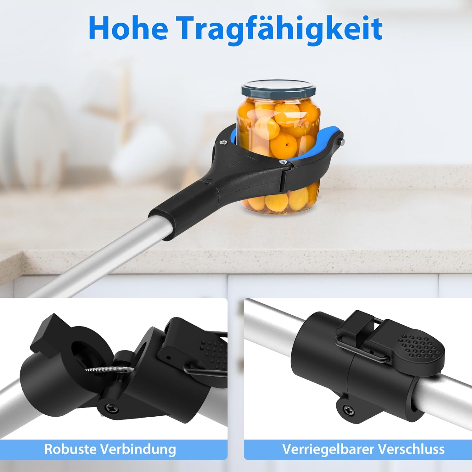 91Cm Greifzange Für Senioren - Faltbare Greifzange Mit Starkem Griff Und 360° Drehkopf, Ergonomischer Greifer Für Senioren, Robuste Müllzange Für Tägliche Aufgaben, Blau