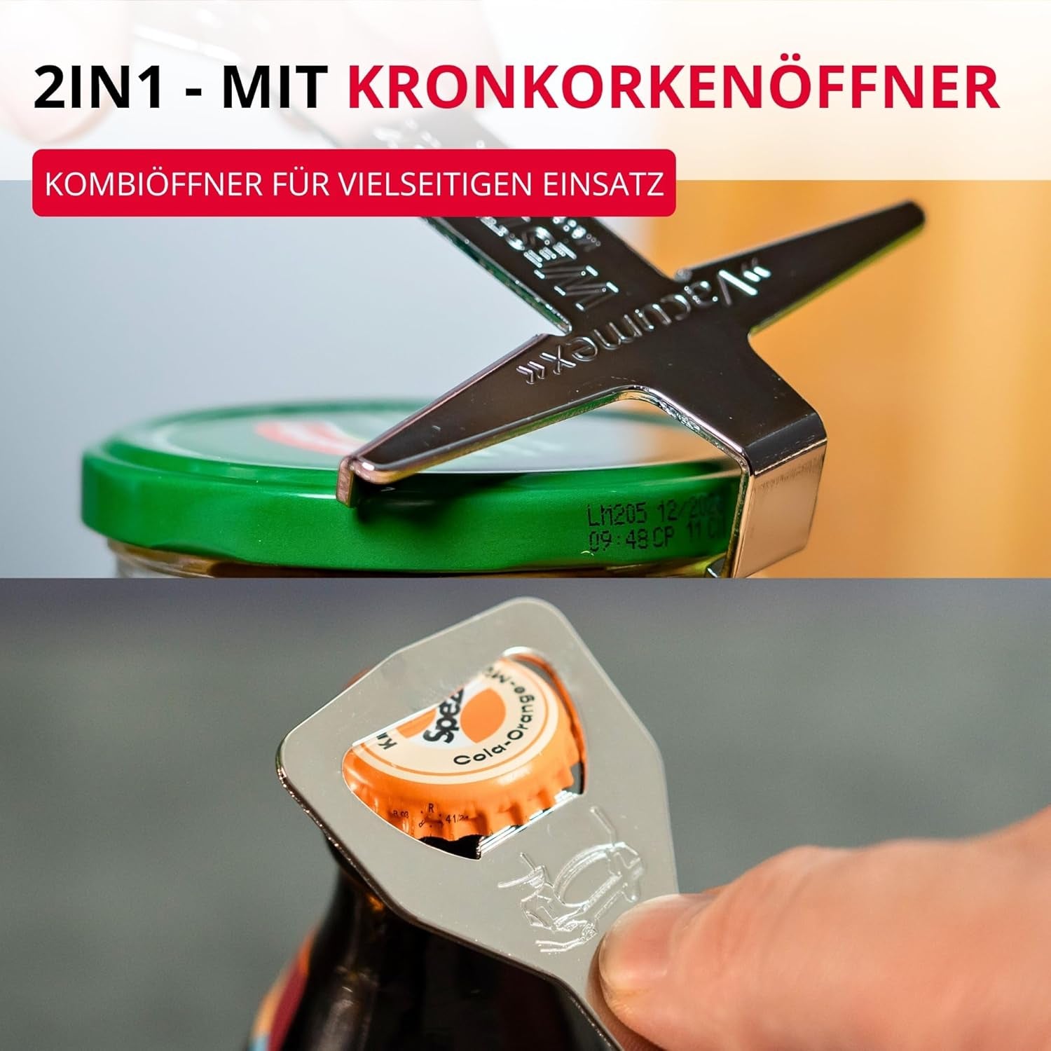 Vacumex Deckelöffner verchromter Stahl für Senioren