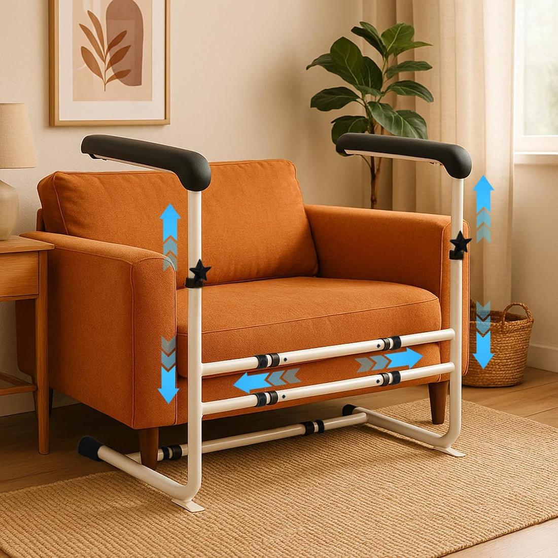 Aufstehhilfe Sofa, Aufstehhilfen Für Ältere Menschen, Gehhilfe Für Senioren, 6 Höhenverstellbar Couch-Hebehilfe Mit Anti-Rutsch-Füßen Für Senioren, Patienten Und Behinderte