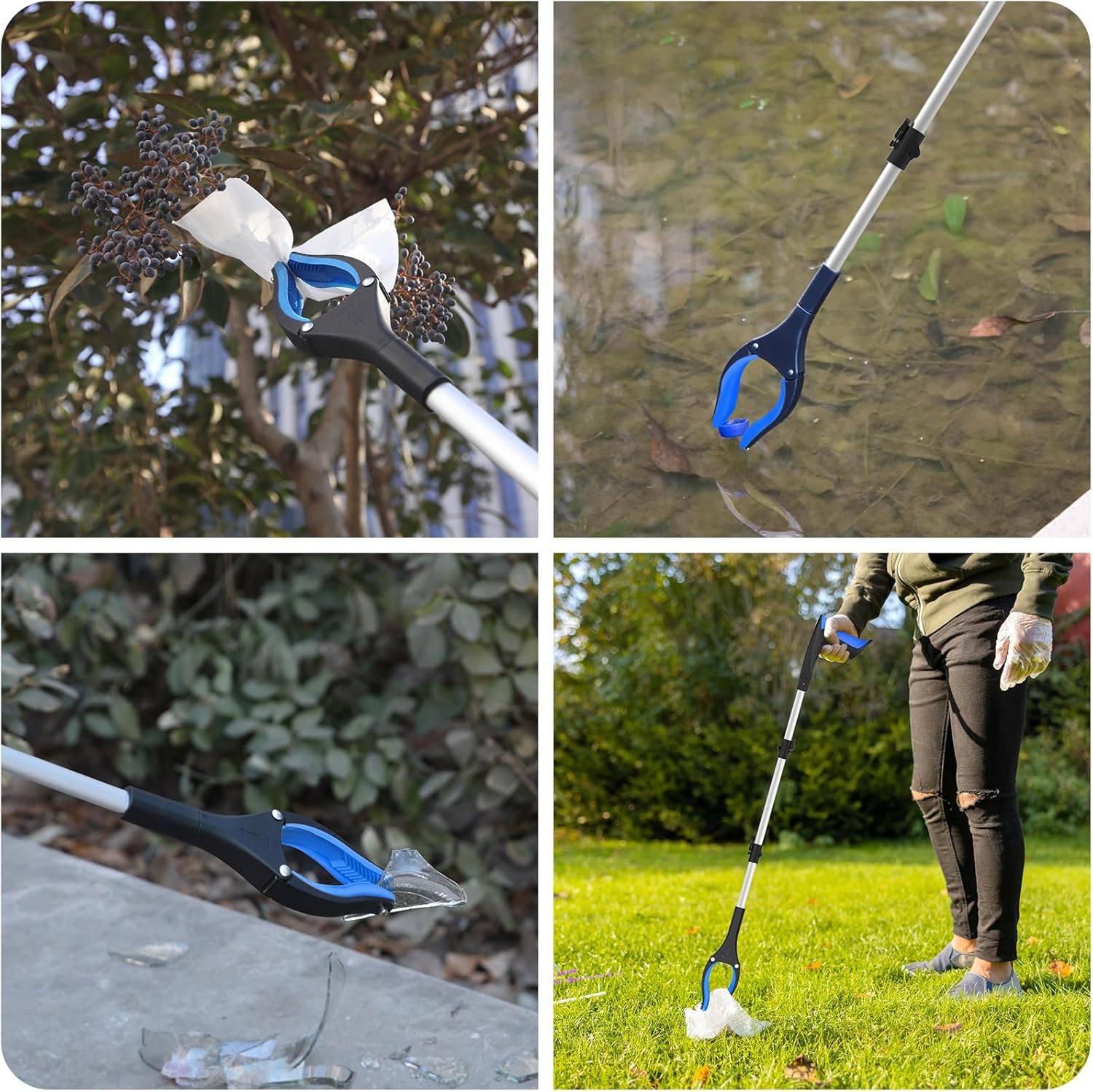 91Cm Greifzange Für Senioren - Faltbare Greifzange Mit Starkem Griff Und 360° Drehkopf, Ergonomischer Greifer Für Senioren, Robuste Müllzange Für Tägliche Aufgaben, Blau