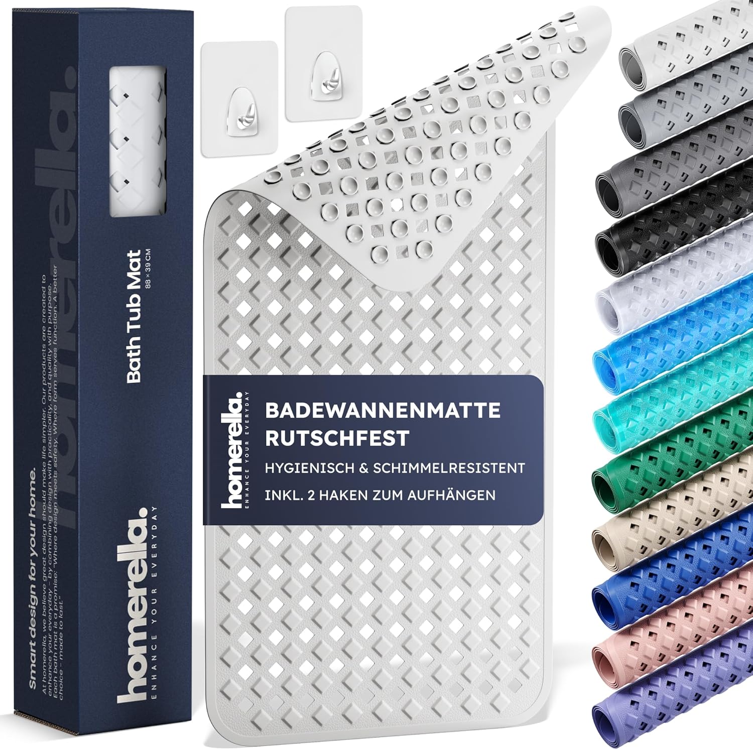Badewannenmatte rutschfest 88x39 cm mit Saugnäpfen