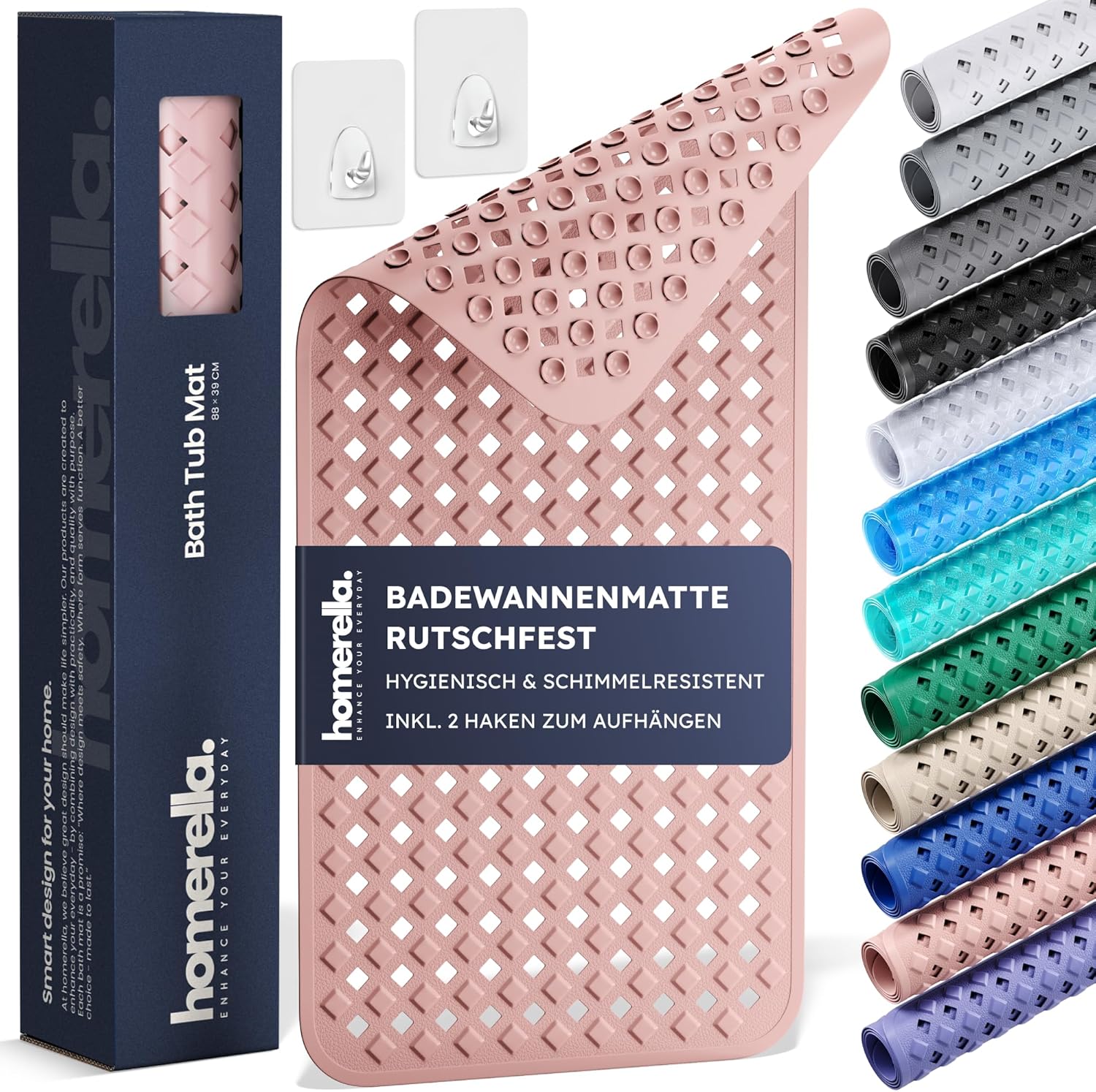 Badewannenmatte rutschfest 88x39 cm mit Saugnäpfen