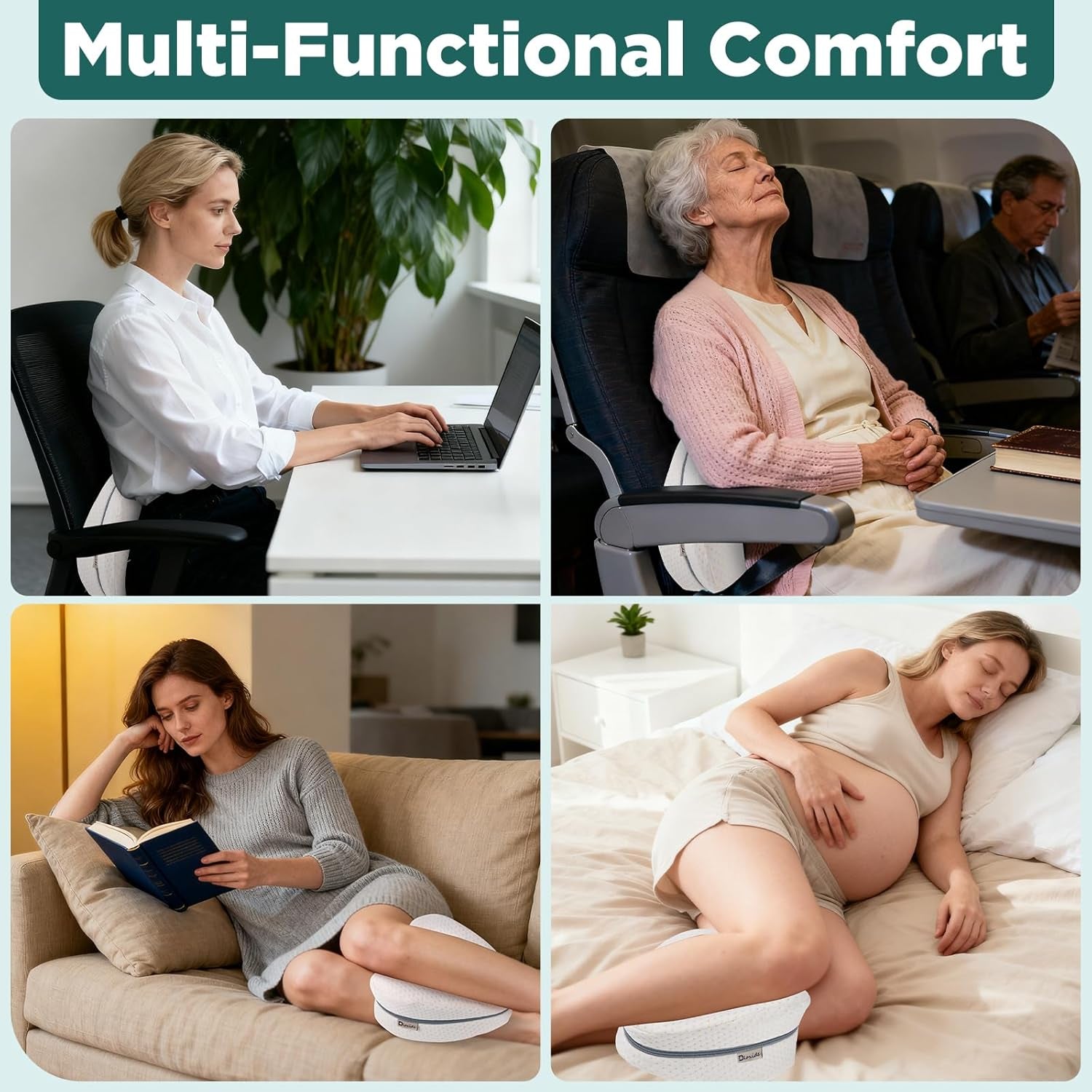 Dioxide Kniekissen Für Seitenschläfer, Beinkissen Ergonomisches Seitenschläferkissen Knie Mit Memory Foam Hüftkissen Für Stützt Beine, Knie, Hüfte, Rücken Und Schwanger Mit Abnehmbarem(Weiß)