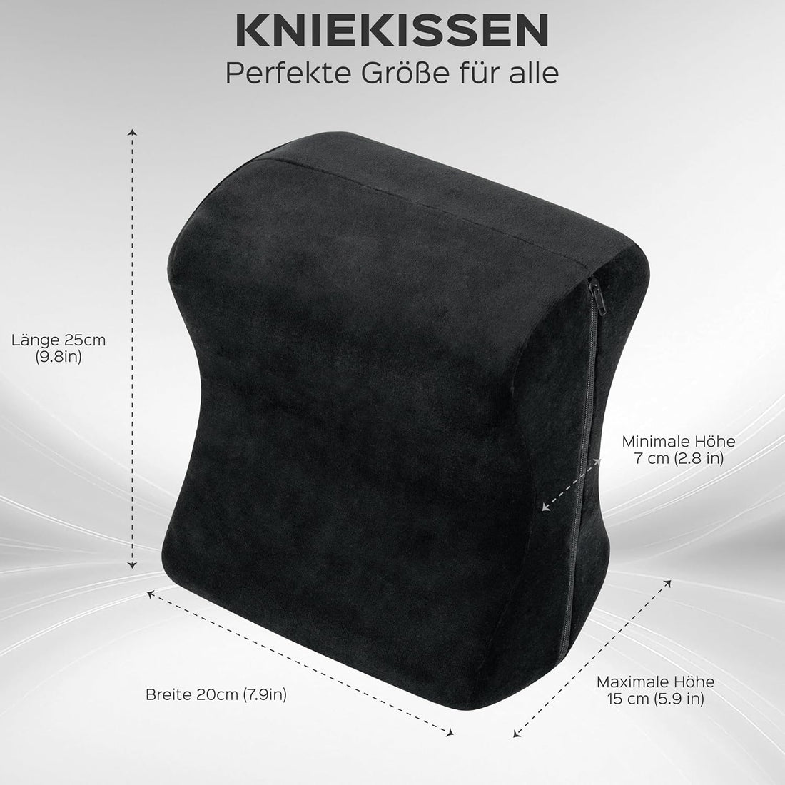 Bonmedico Kniekissen Für Seitenschläfer - Orthopädisches Kniekissen, Memory Foam, Beinkissen Zur Linderung Von Knie-, Rücken- Und Hüftschmerzen, Waschbarer Bezug - Wellness Schwarz, ‎20 X 25 X 15,7Cm