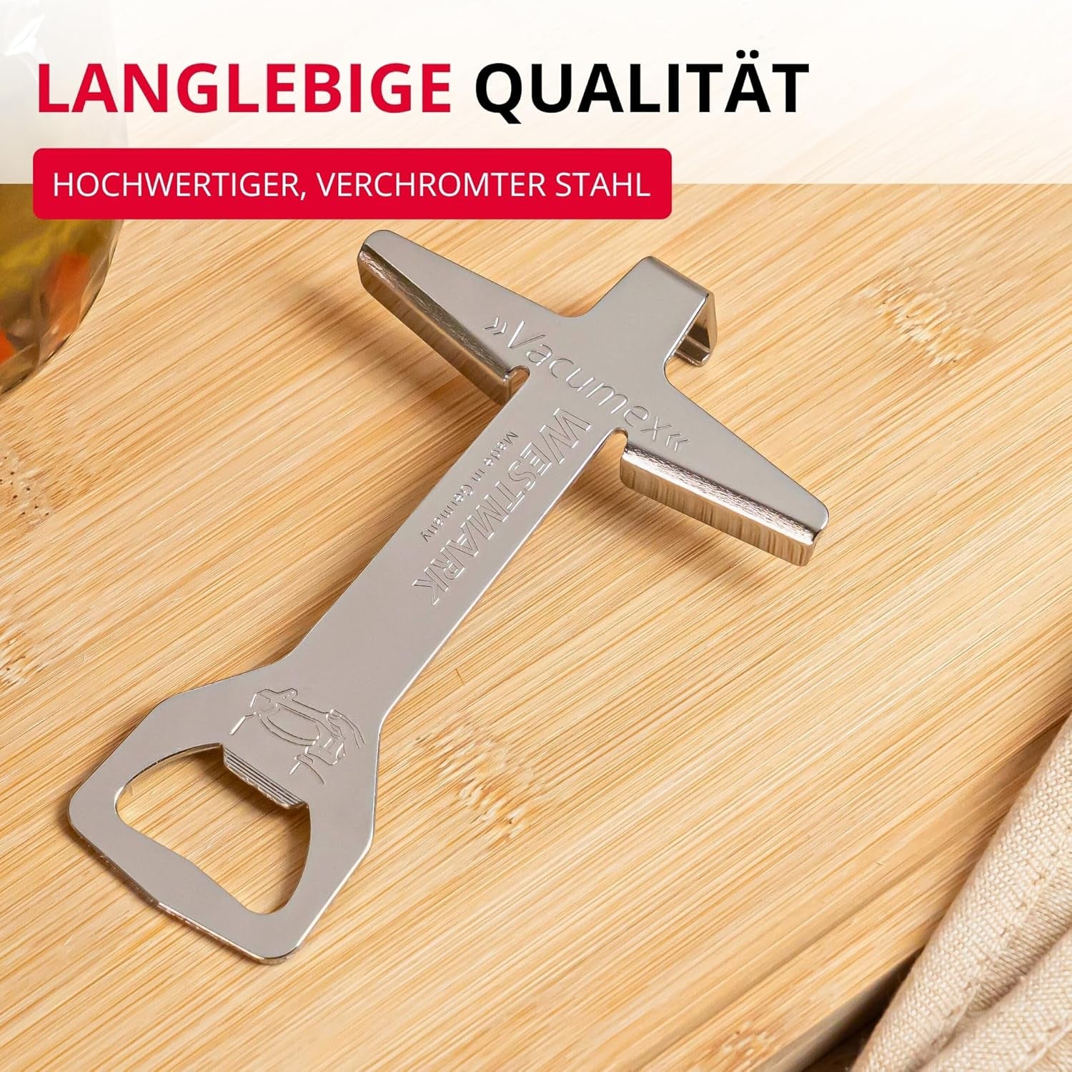 Vacumex Deckelöffner verchromter Stahl für Senioren