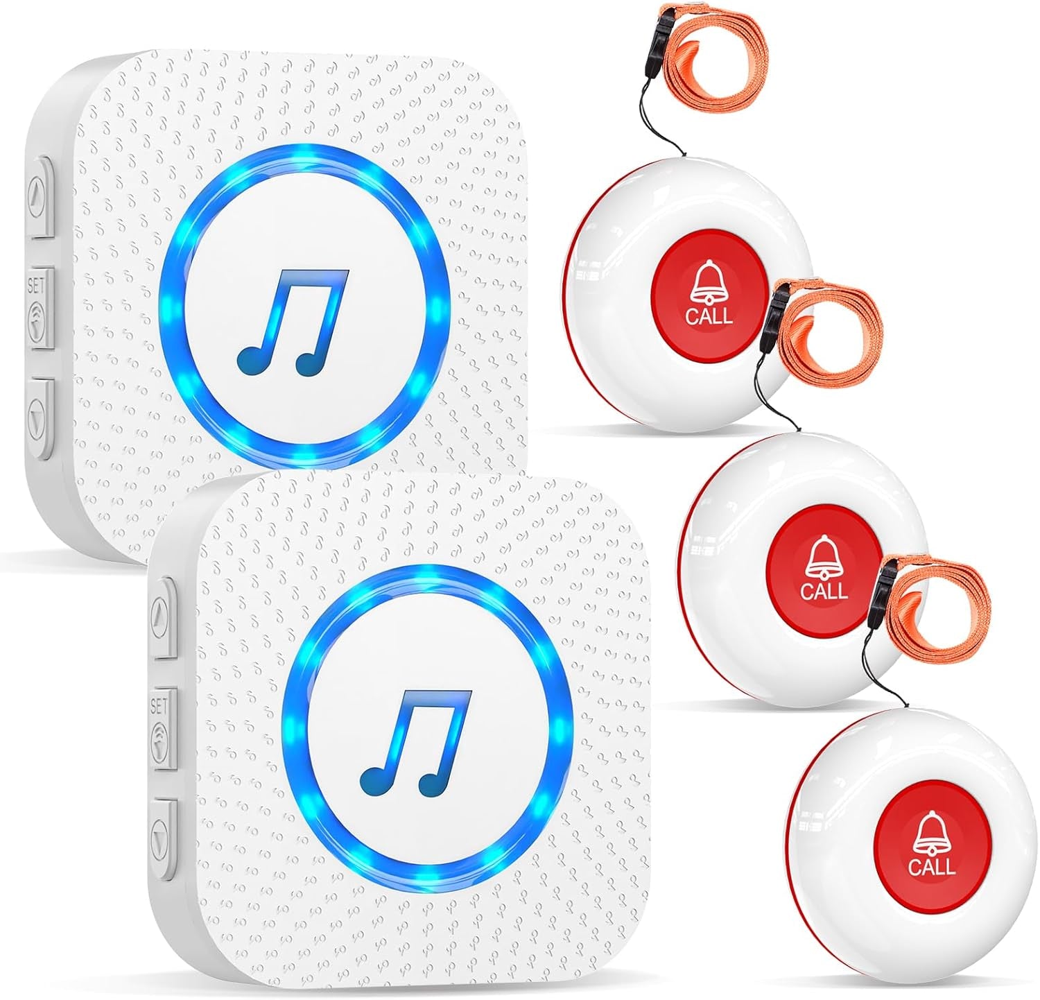 Chunhee Notrufknopf Für Senioren/ Senioren Notruf/Hausnotruf Intern 150M SOS Alarm Kabellos Für Pflegebedürftige Geduldig Älterer Empfänger*1+Ruftaste*2