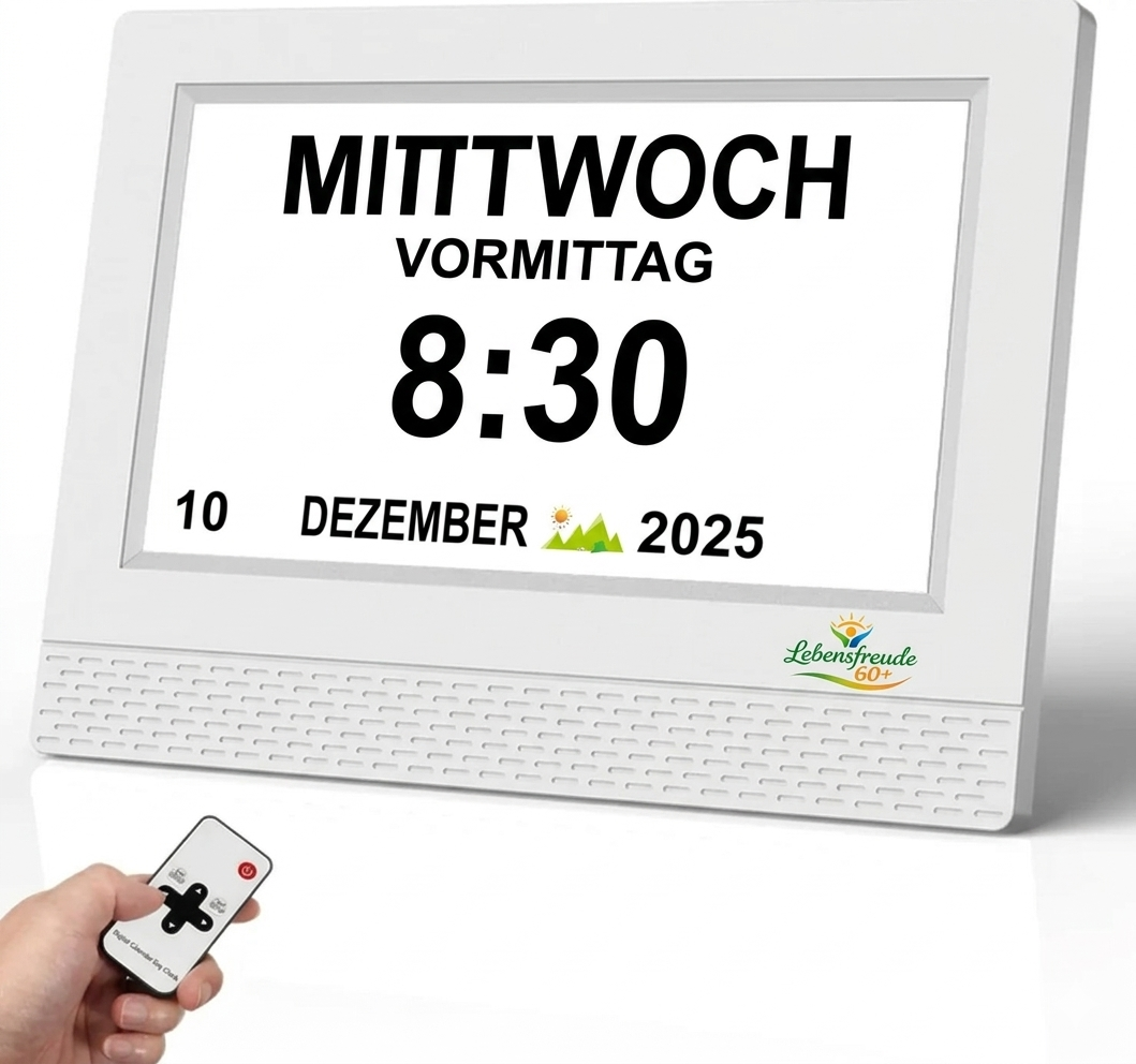 Demenzuhr mit Medikamentenerinnerung Großdisplay