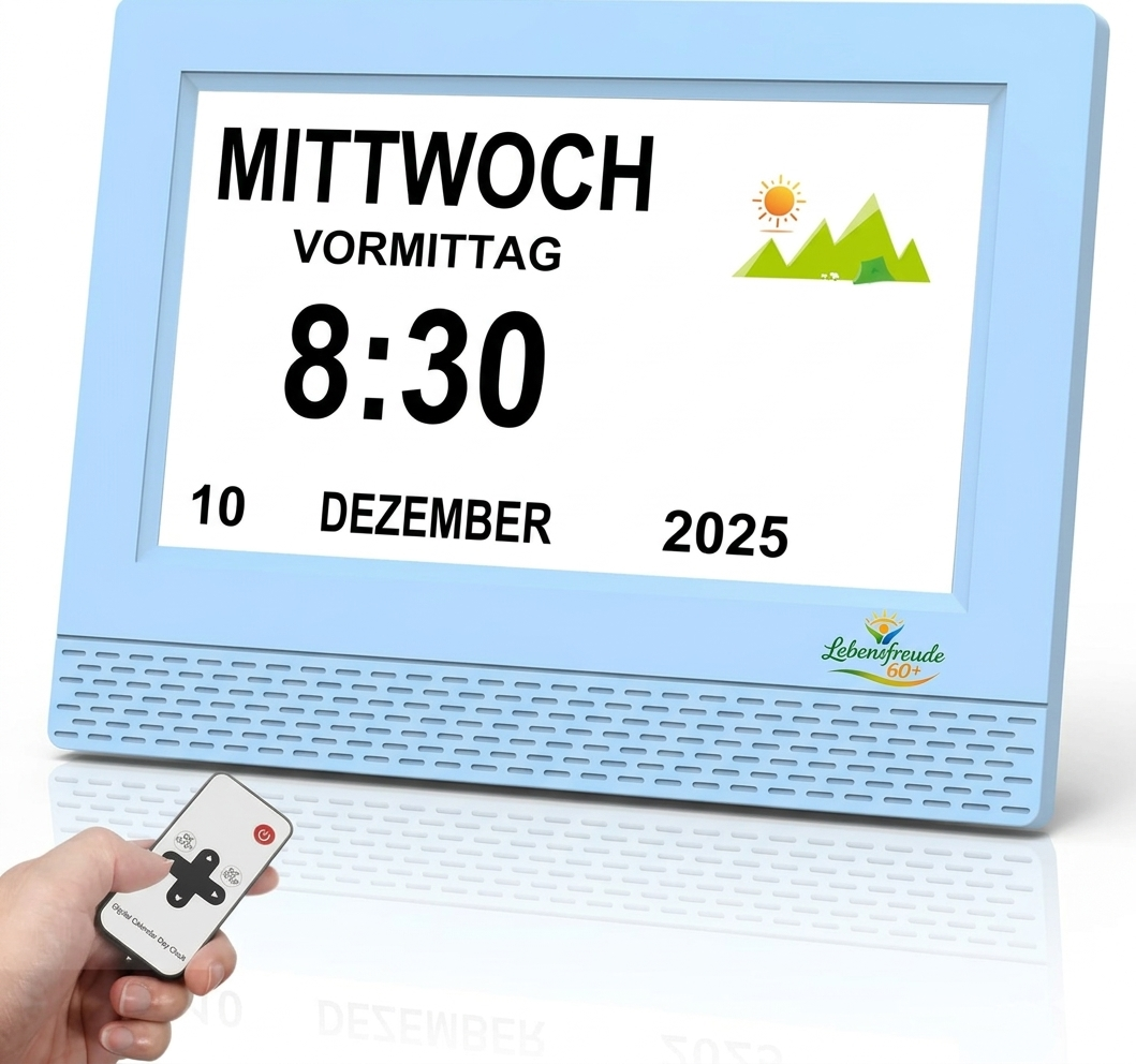 Demenzuhr mit Medikamentenerinnerung Großdisplay
