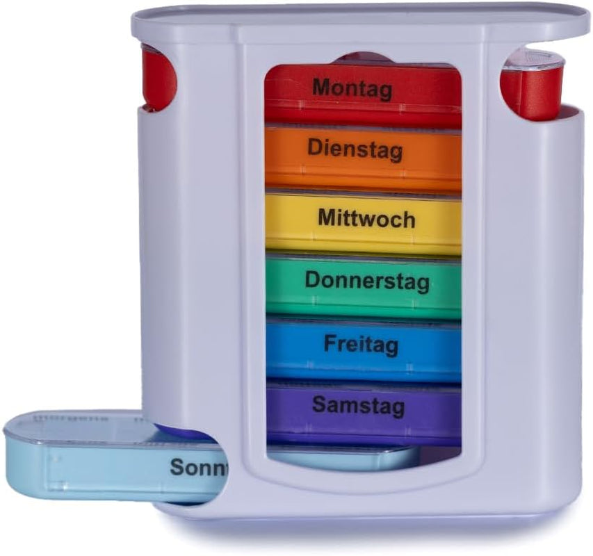 Tablettenbox 7 Tage bunt mit 4 Fächern pro Tag