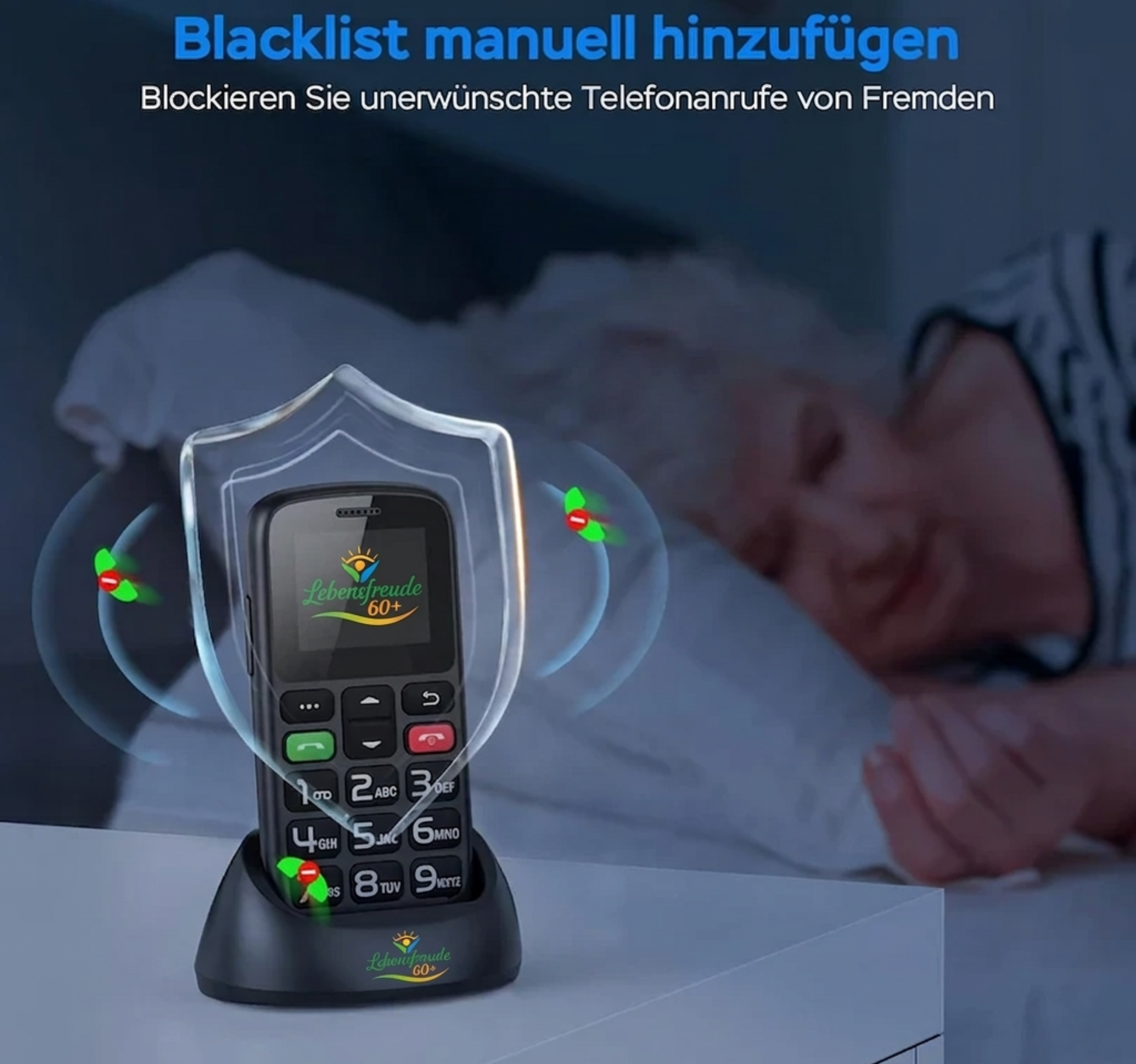 Seniorenhandy mit Großtasten SOS-Notruftaste und Ladestation