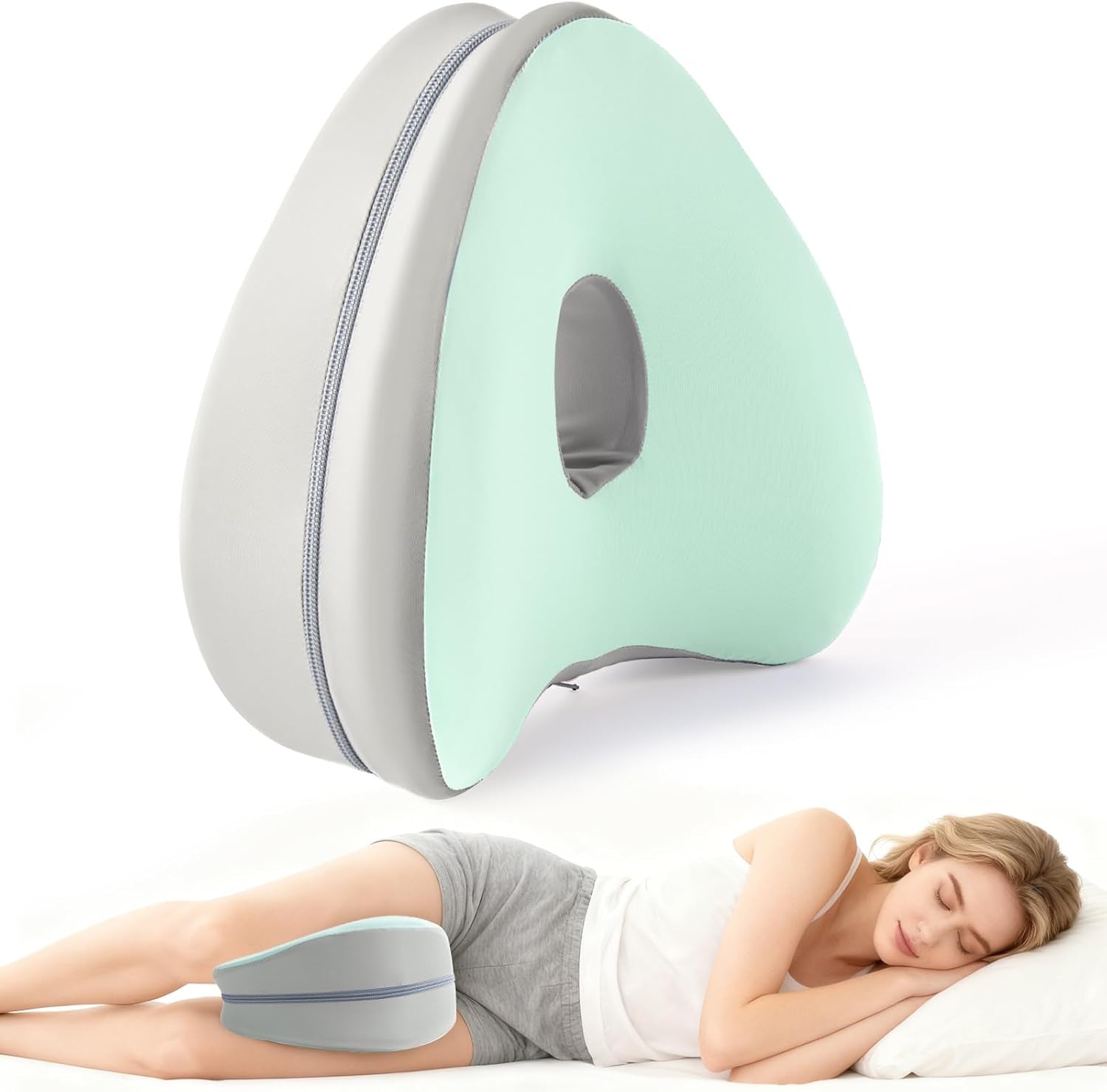 Dioxide Kniekissen Für Seitenschläfer, Beinkissen Ergonomisches Seitenschläferkissen Knie Mit Memory Foam Hüftkissen Für Stützt Beine, Knie, Hüfte, Rücken Und Schwanger Mit Abnehmbarem(Weiß)