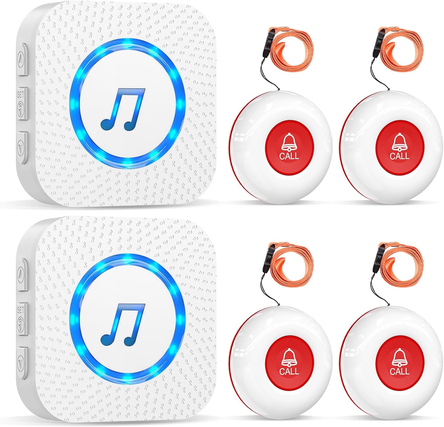 Chunhee Notrufknopf Für Senioren/ Senioren Notruf/Hausnotruf Intern 150M SOS Alarm Kabellos Für Pflegebedürftige Geduldig Älterer Empfänger*1+Ruftaste*2