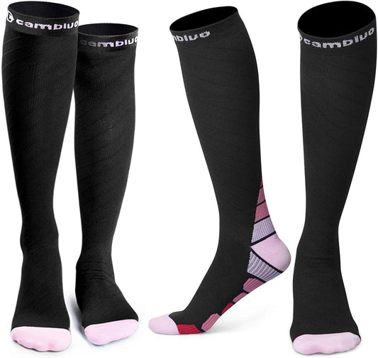 CAMBIVO Kompressionsstrümpfe Damen Und Herren 2 Paar, Kompressionssocken Stützstrümpfe Für Laufen, Sport, Flug, Reise, Radsport