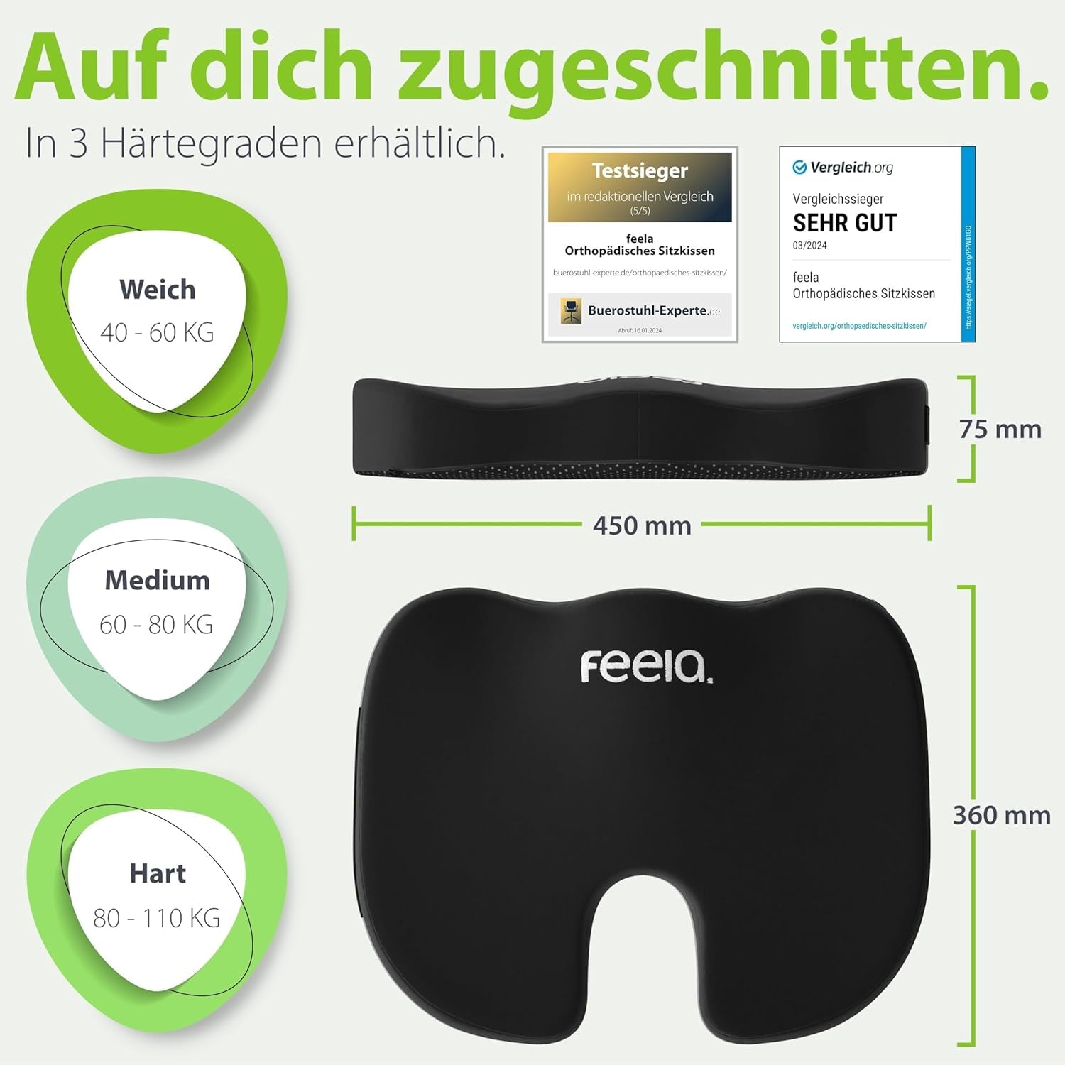 Orthopädisches Sitzkissen 3 Härtegrade Steißbeinentlastung