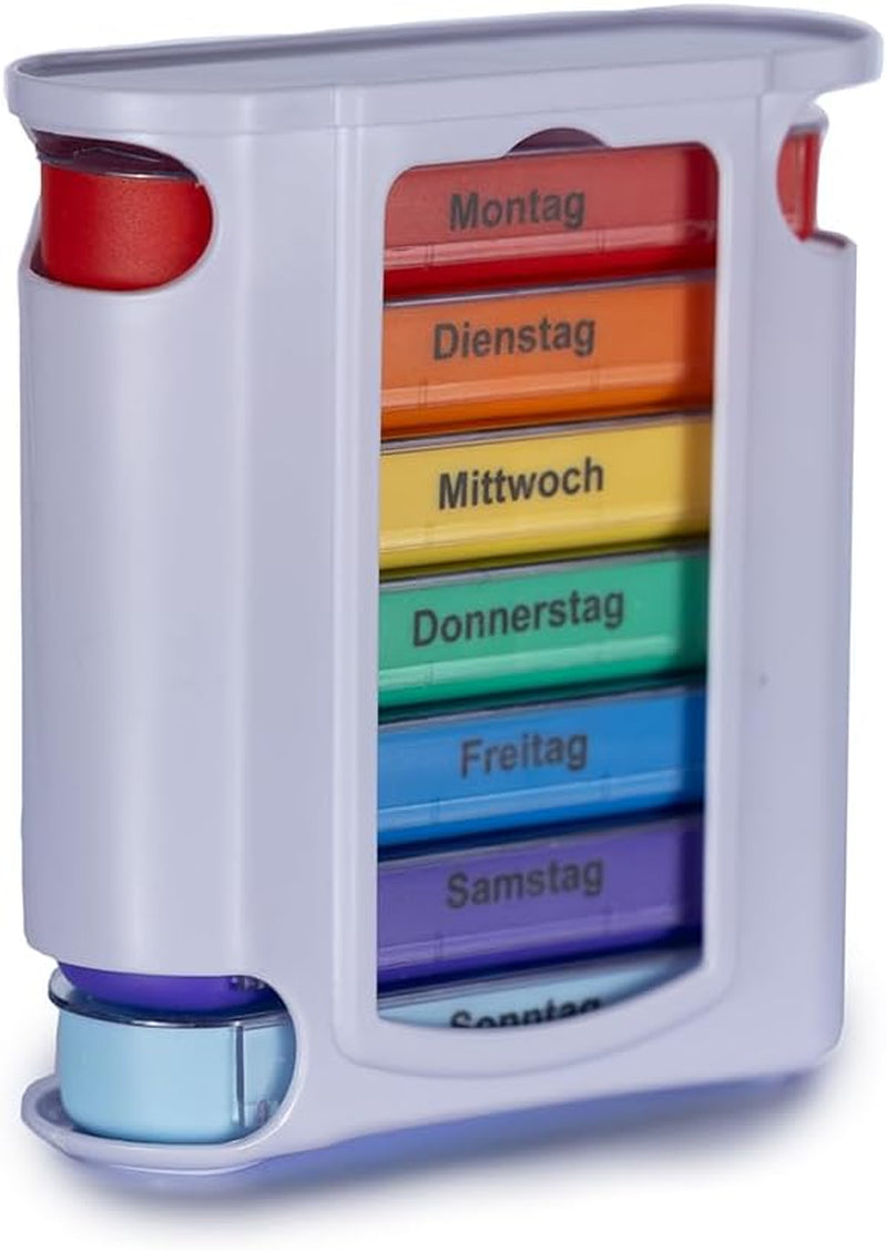 Tablettenbox 7 Tage bunt mit 4 Fächern pro Tag