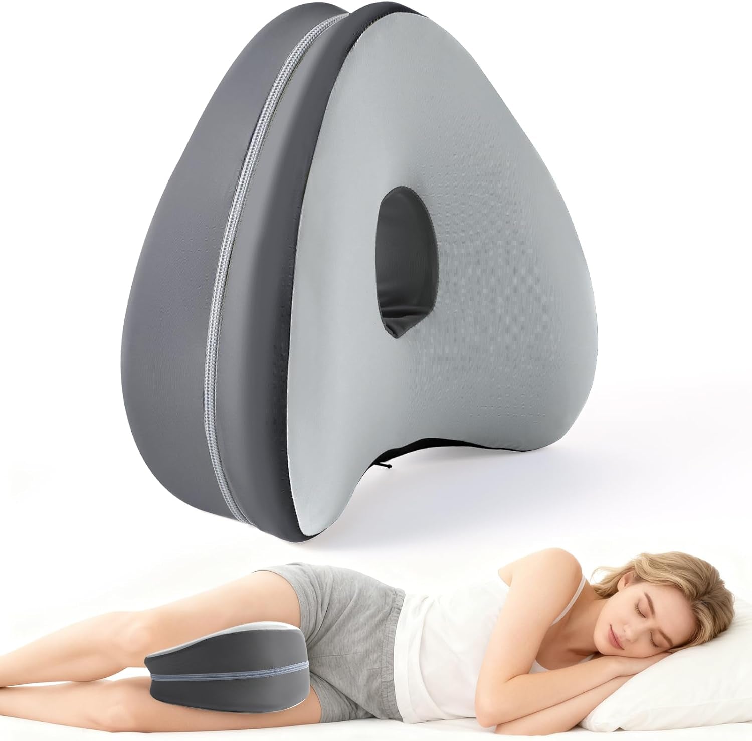 Dioxide Kniekissen Für Seitenschläfer, Beinkissen Ergonomisches Seitenschläferkissen Knie Mit Memory Foam Hüftkissen Für Stützt Beine, Knie, Hüfte, Rücken Und Schwanger Mit Abnehmbarem(Weiß)