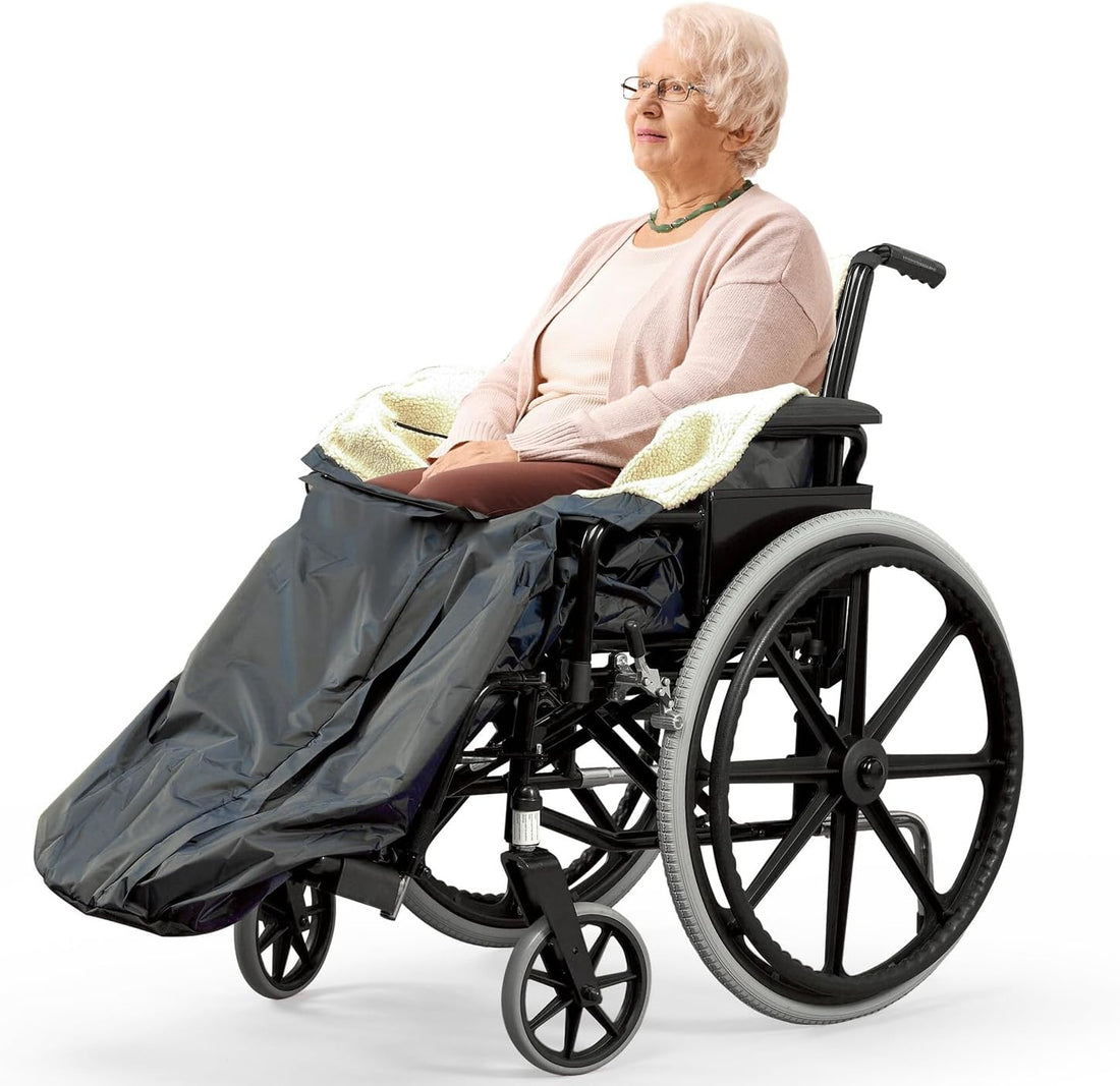 Bramble Winter Rollstuhl-Schlupfsack für Erwachsene (Schwarz) - Gefütterte Rollstuhldecke mit Innentasche und Regenschutz