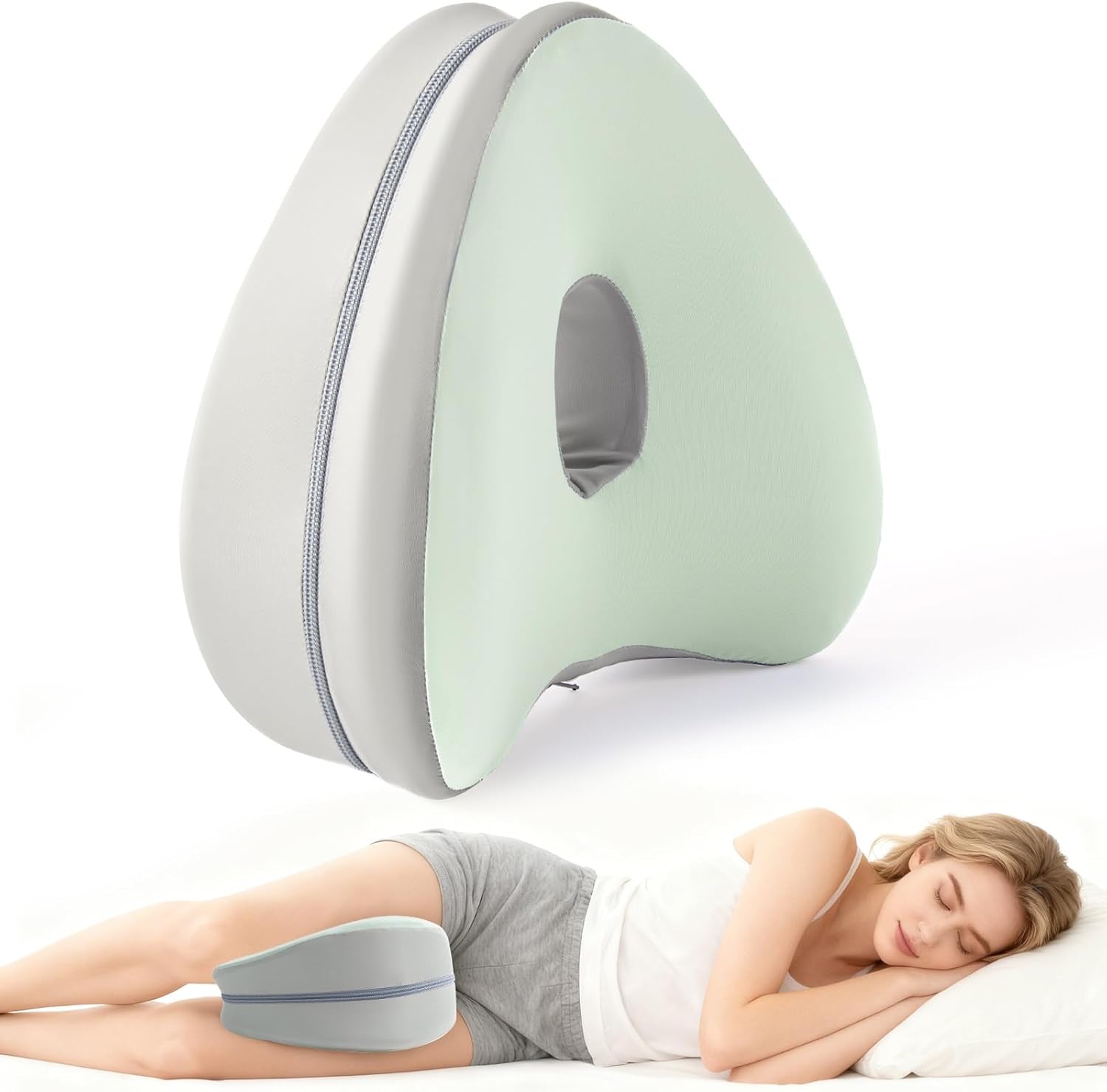 Dioxide Kniekissen Für Seitenschläfer, Beinkissen Ergonomisches Seitenschläferkissen Knie Mit Memory Foam Hüftkissen Für Stützt Beine, Knie, Hüfte, Rücken Und Schwanger Mit Abnehmbarem(Weiß)